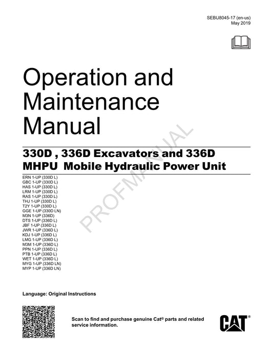 Caterpillar 330D 336D Excavator 336D Mobile Power Units Operators Manual