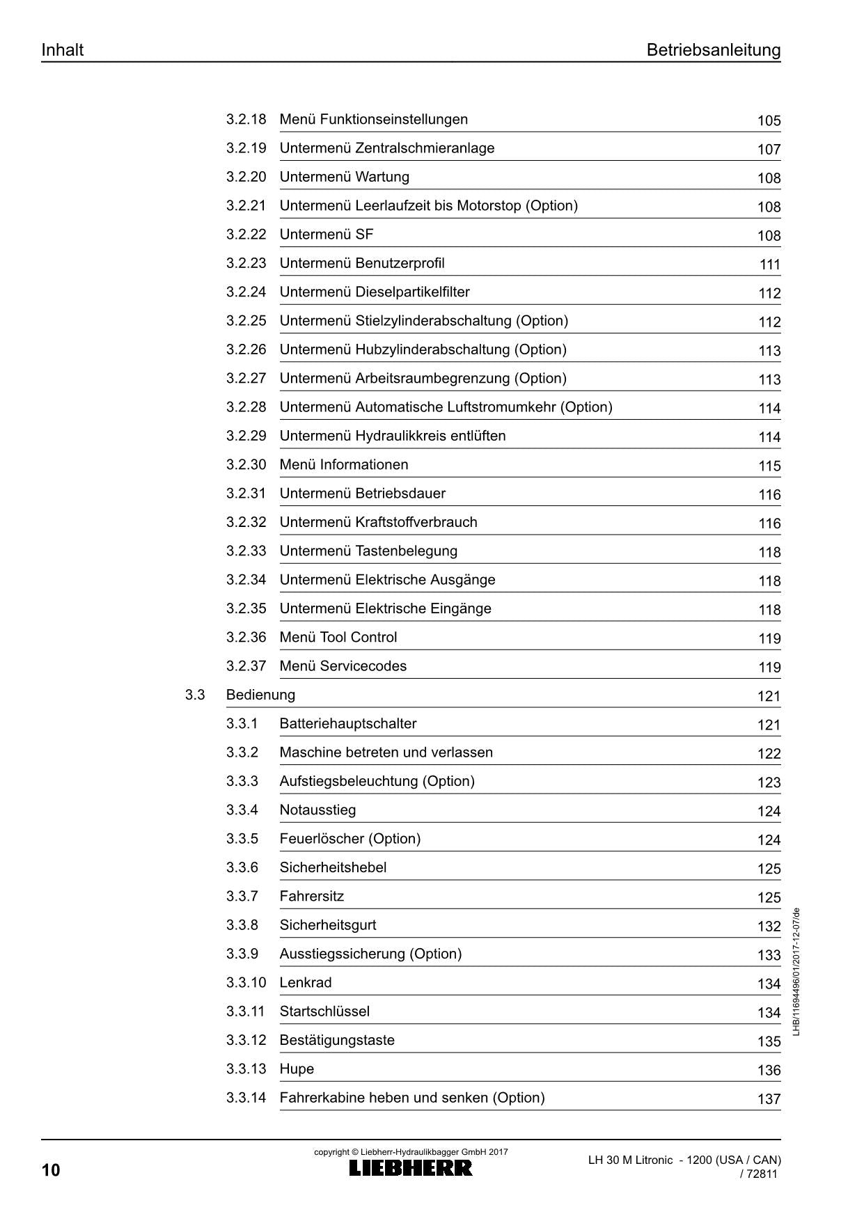 Liebherr LH30 M Litronic Materialumschlaggerät Betriebsanleitung type 1200 USA