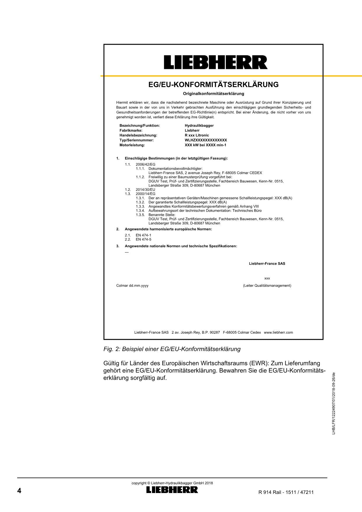 Liebherr R914 RaiLLitronic Hydraulikbagger Manuel d'instructions