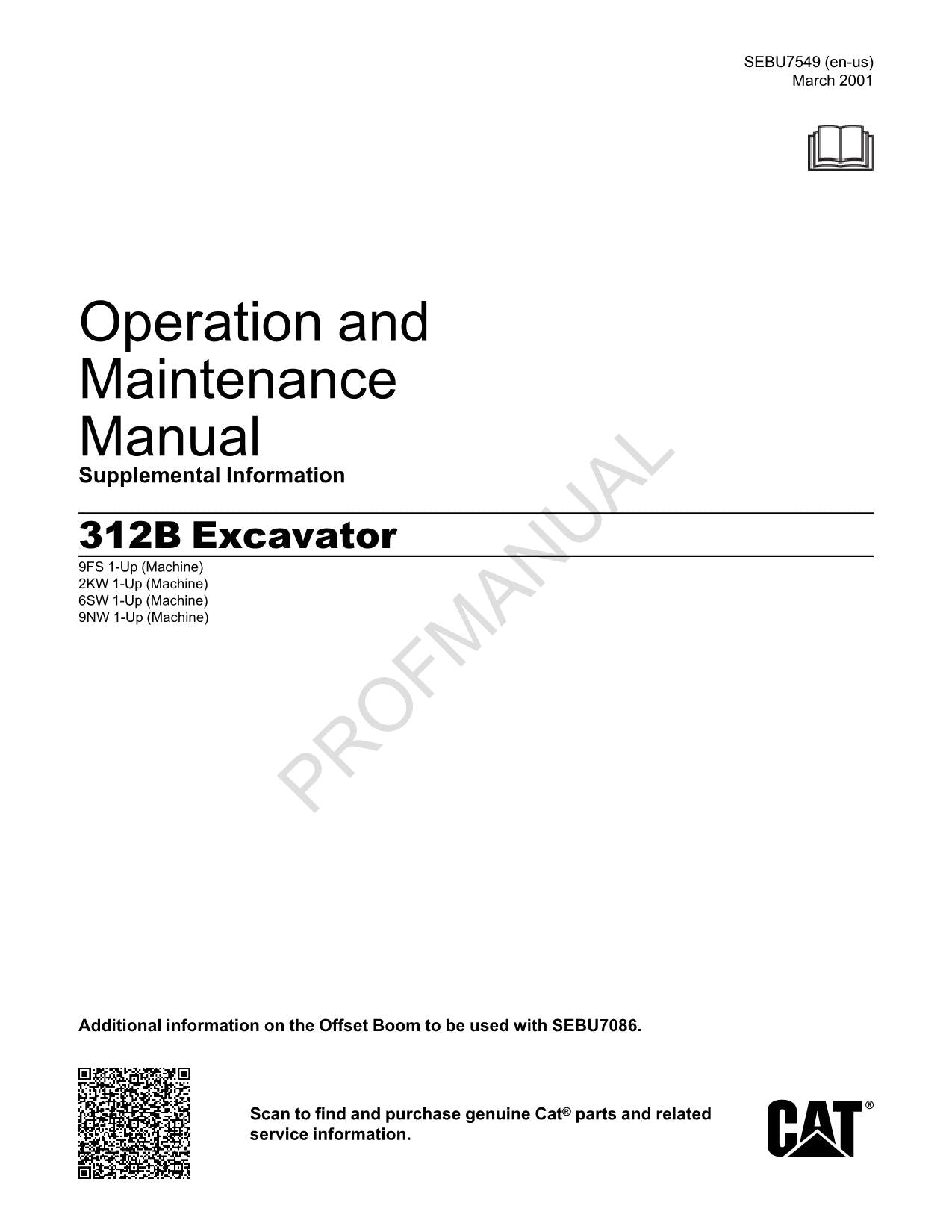 Wartungshandbuch für Baggerbetreiber Caterpillar 312B