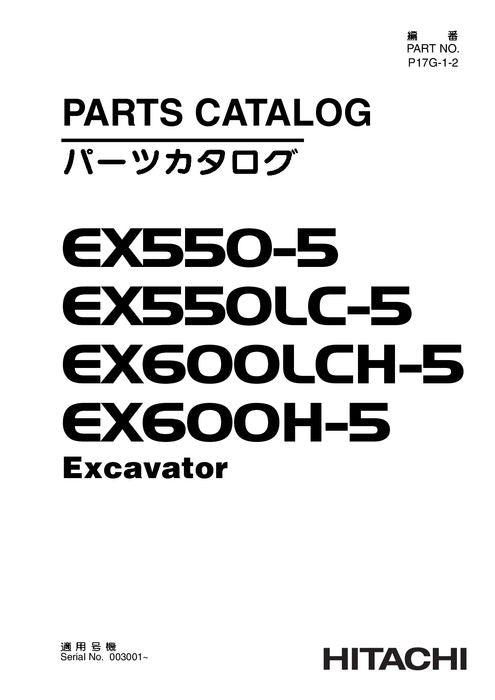 Manuel du catalogue des pièces détachées pour excavatrice Hitachi EX550-5 EX550LC-5 EX600H-5 EX600LCH-5