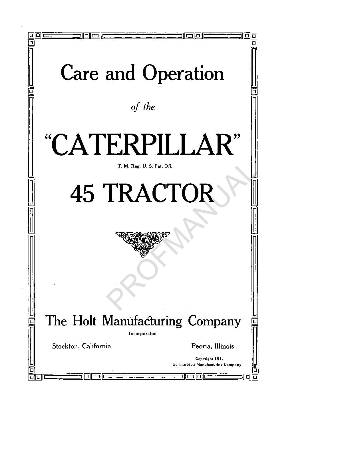 Manuel d'entretien du tracteur Caterpillar Care 45