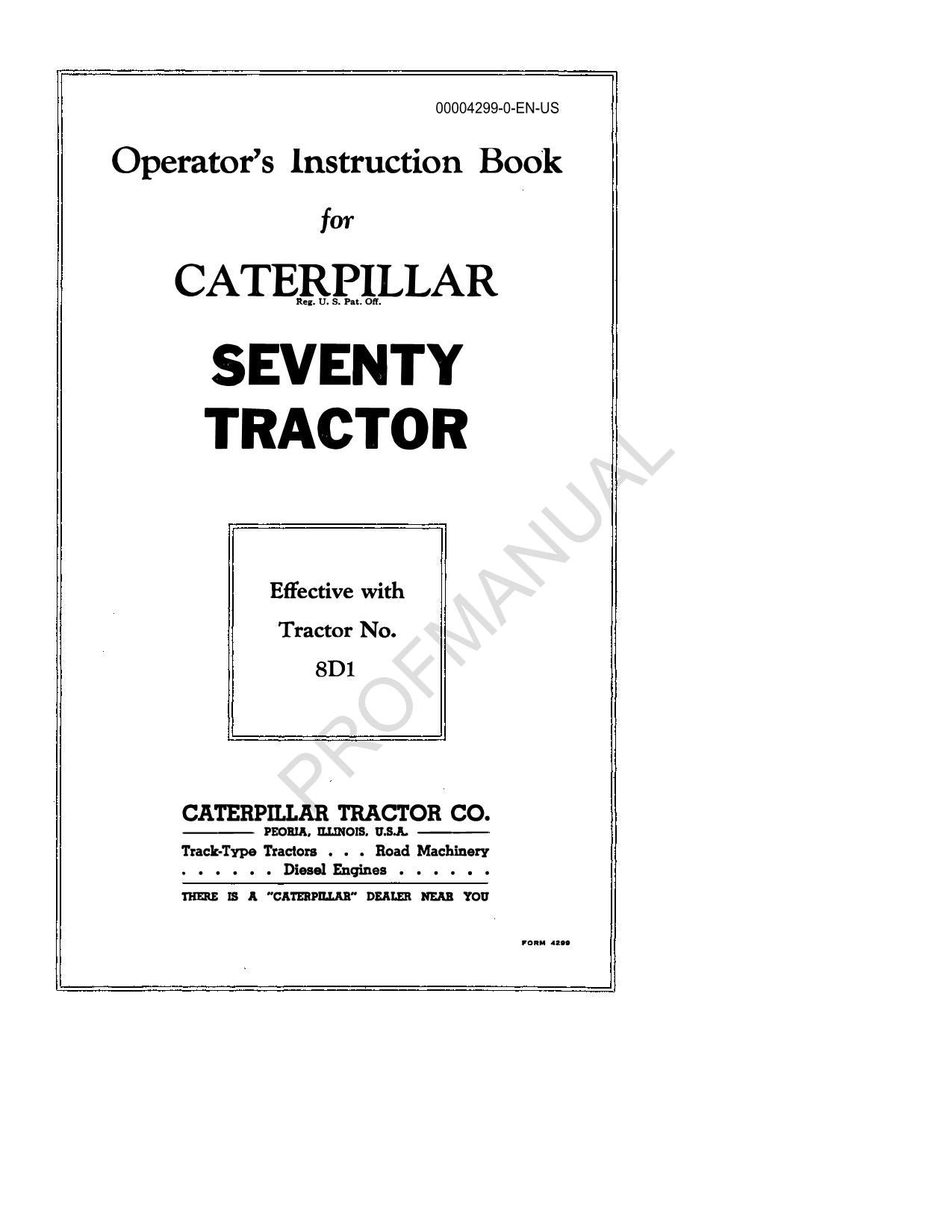 Caterpillar Operators Seventy Tractor Operators Maintenance Manual