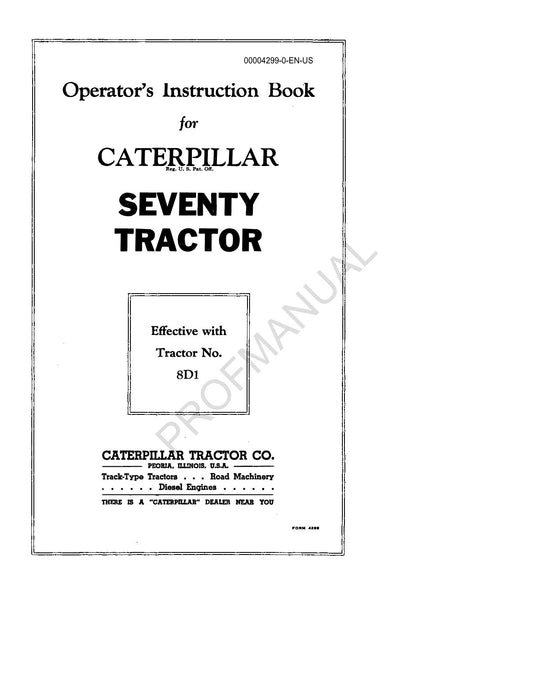 Wartungshandbuch für Caterpillar Operators Seventy Traktor