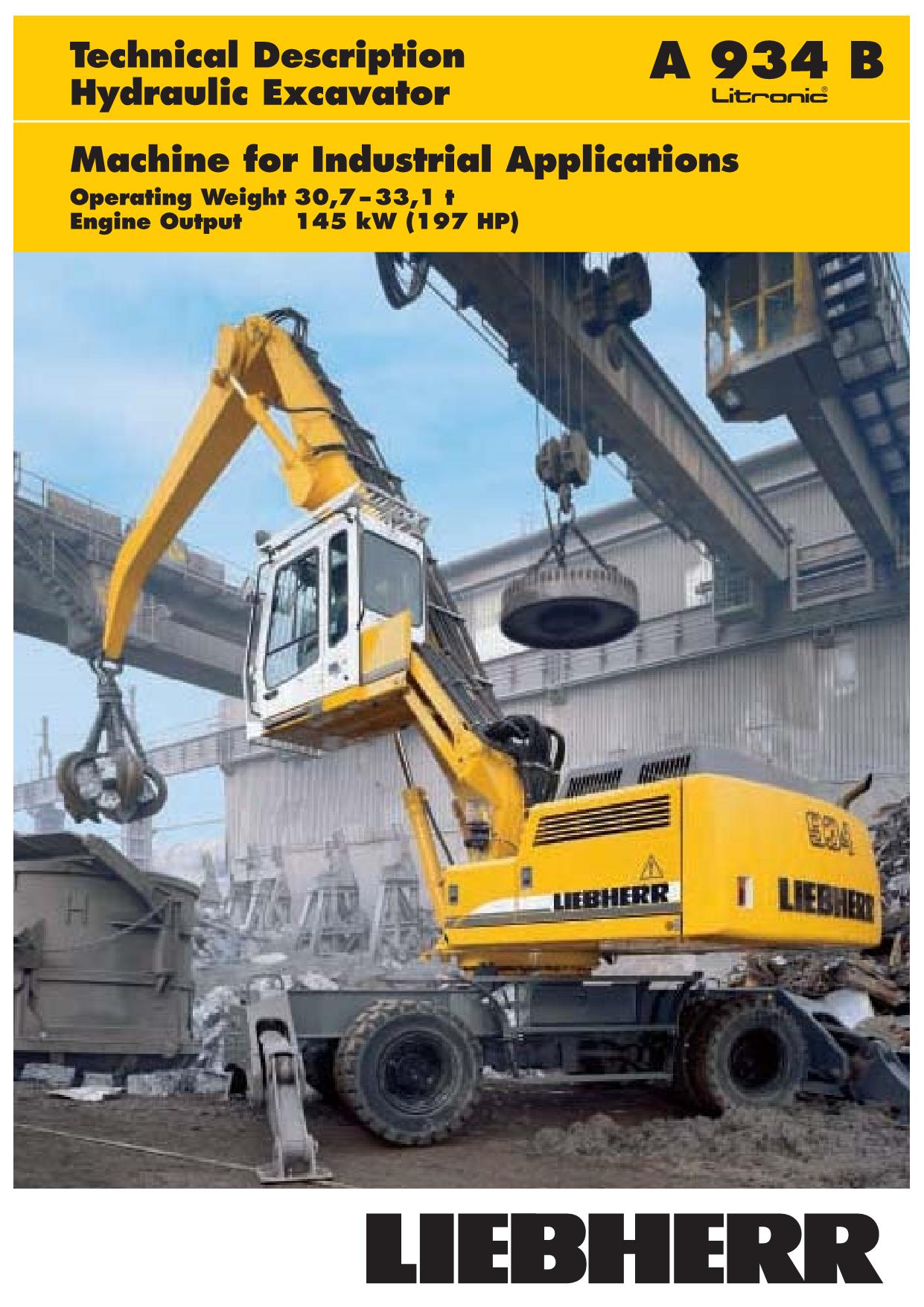 Liebherr A934 B LITRONIC A934 B-HD LITRONIC Excavator Operators manual