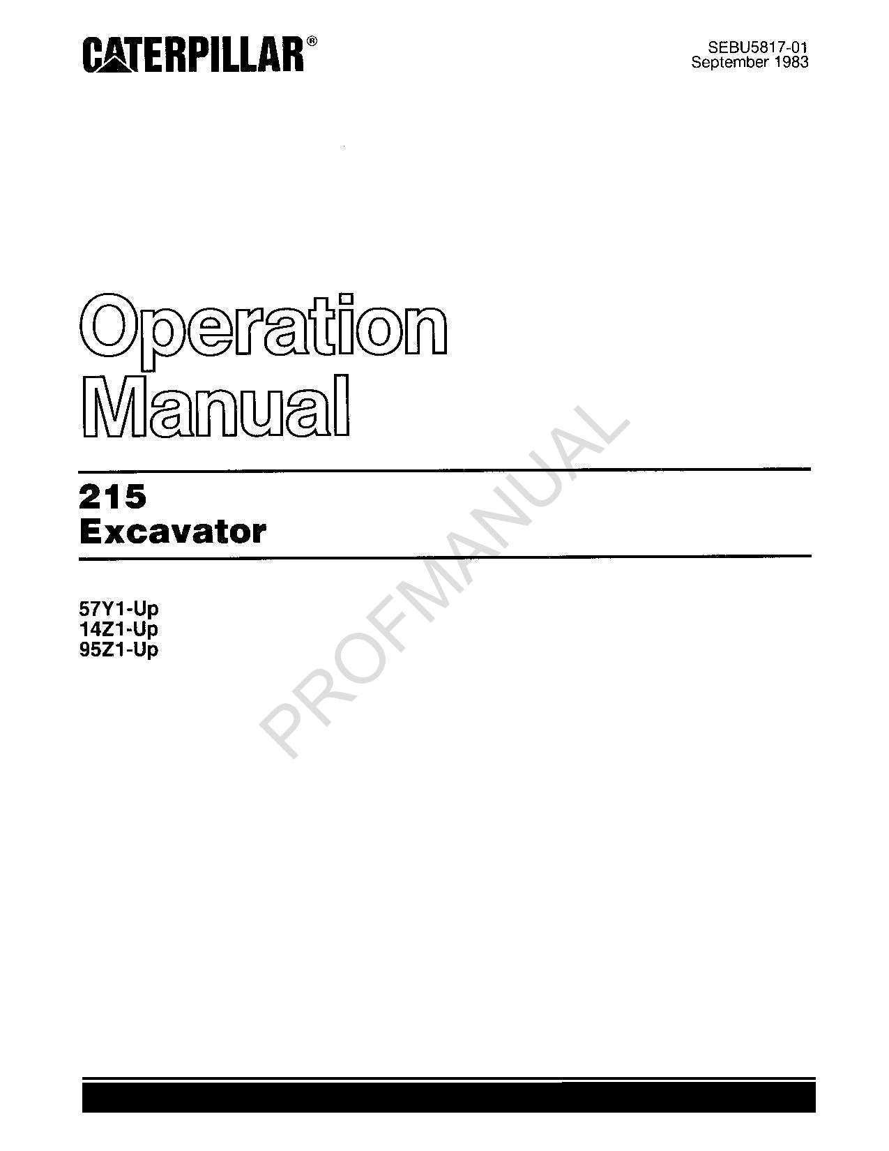 Wartungshandbuch für Caterpillar 215-Baggerbediener SEBU5817