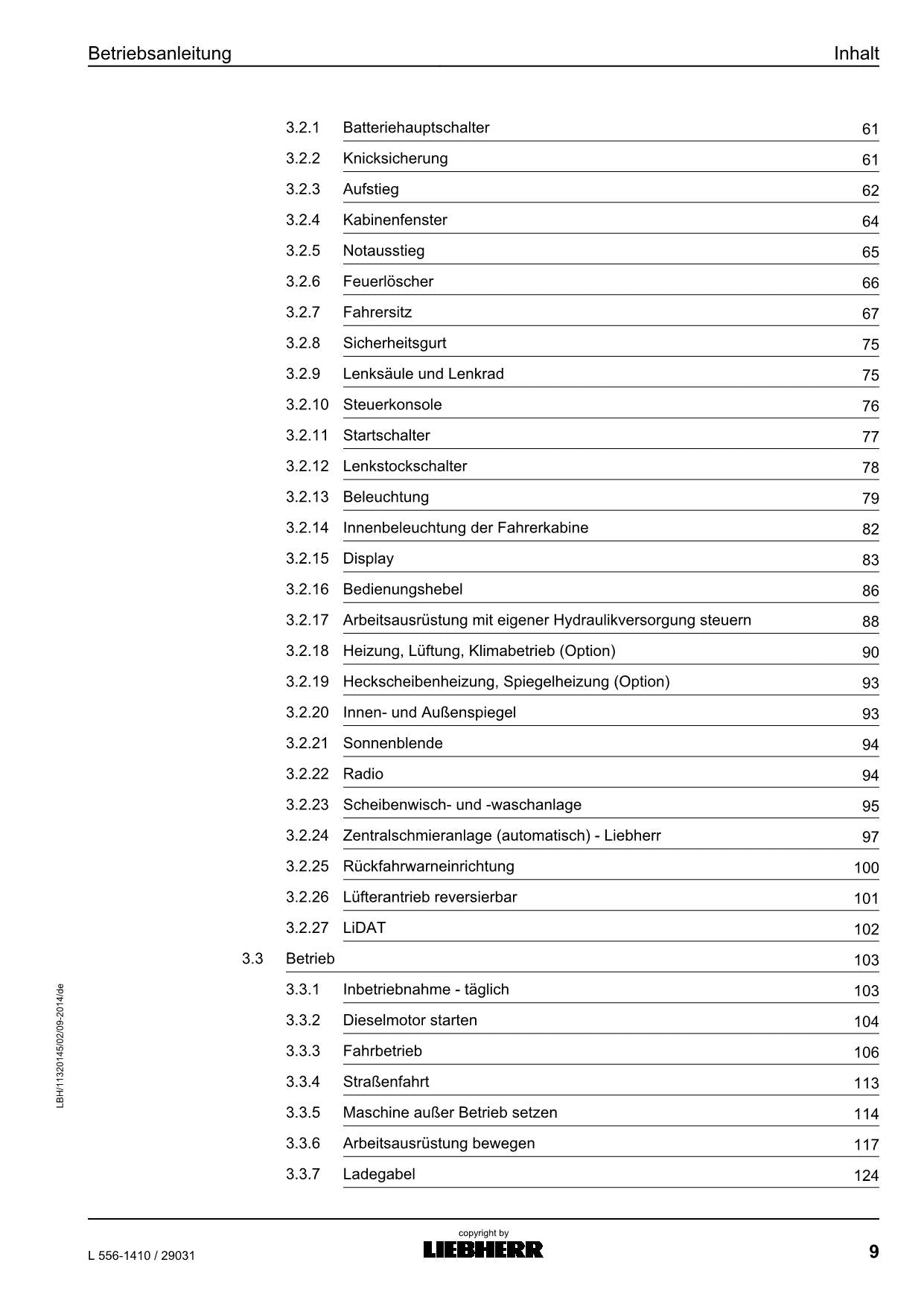 Liebherr L556 Radlader Betriebsanleitung ser 29031