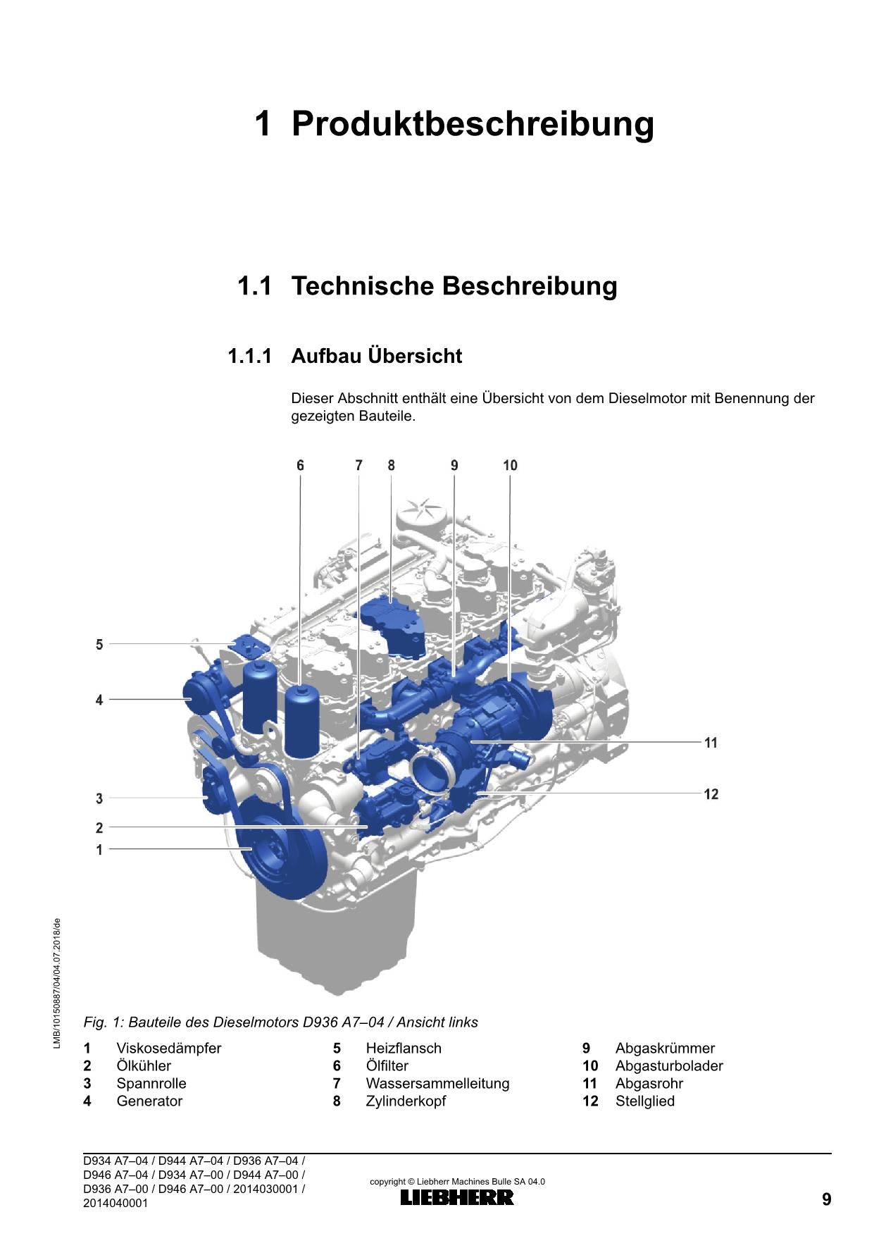 Liebherr D934 D944 D936 D946 D934 D944 D936 D946 Dieselmotor Betriebsanleitung