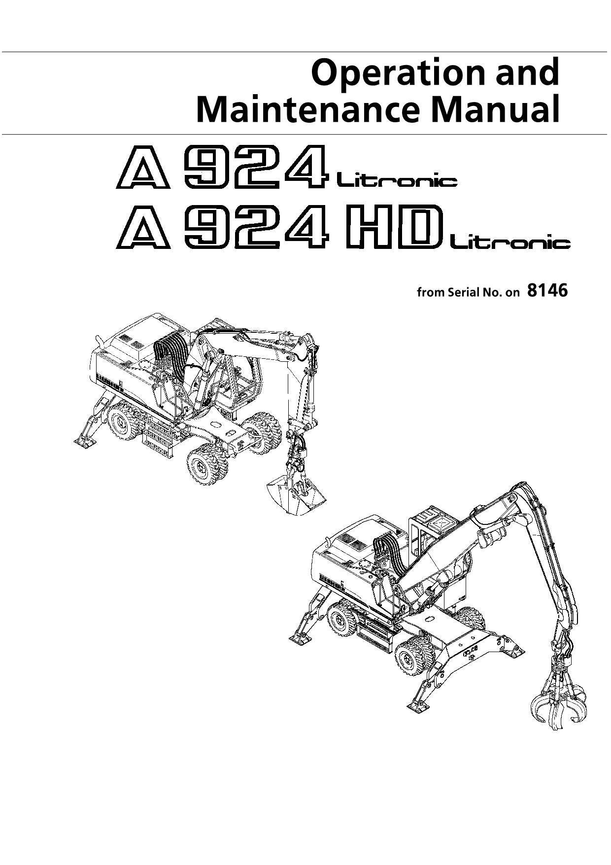 Liebherr A924 LITRONIC A924 HD LITRONIC Excavator Operators manual