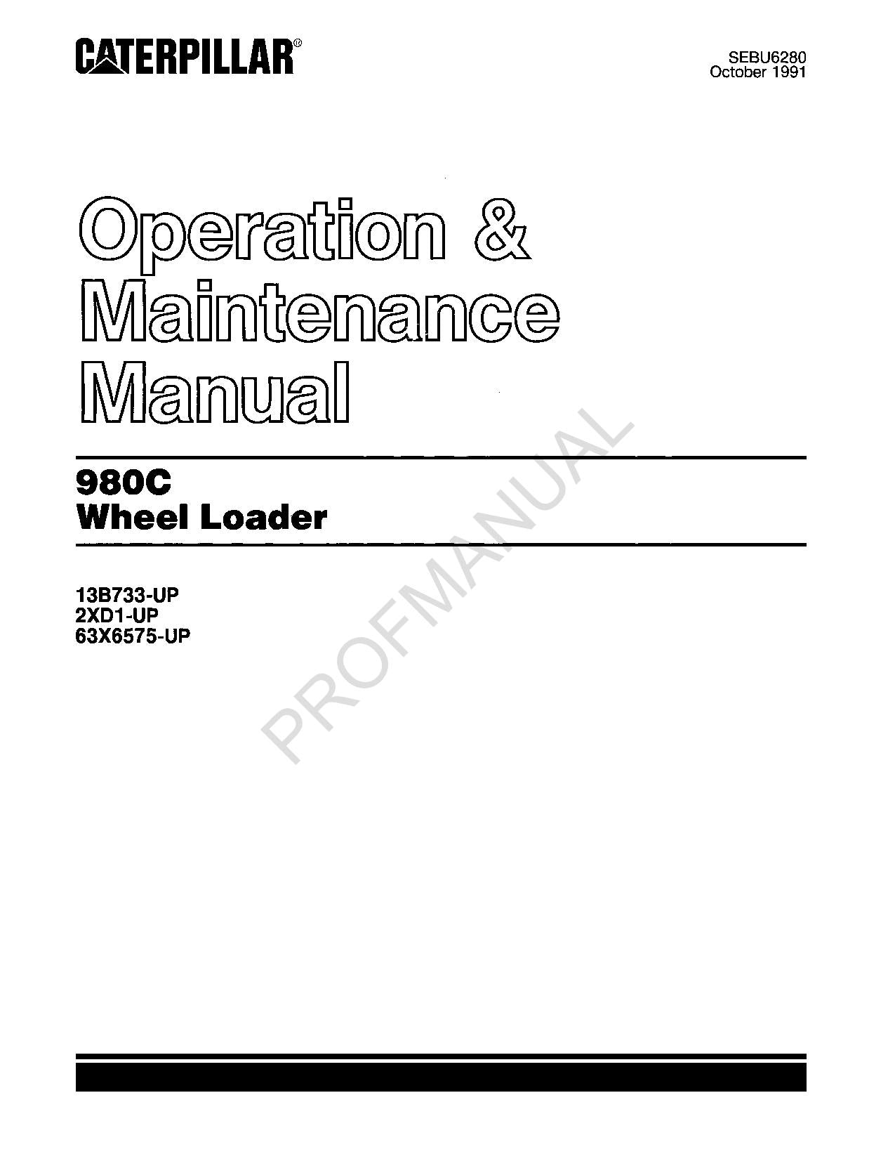 Caterpillar 980C Radlader - Wartungshandbuch SEBU6280