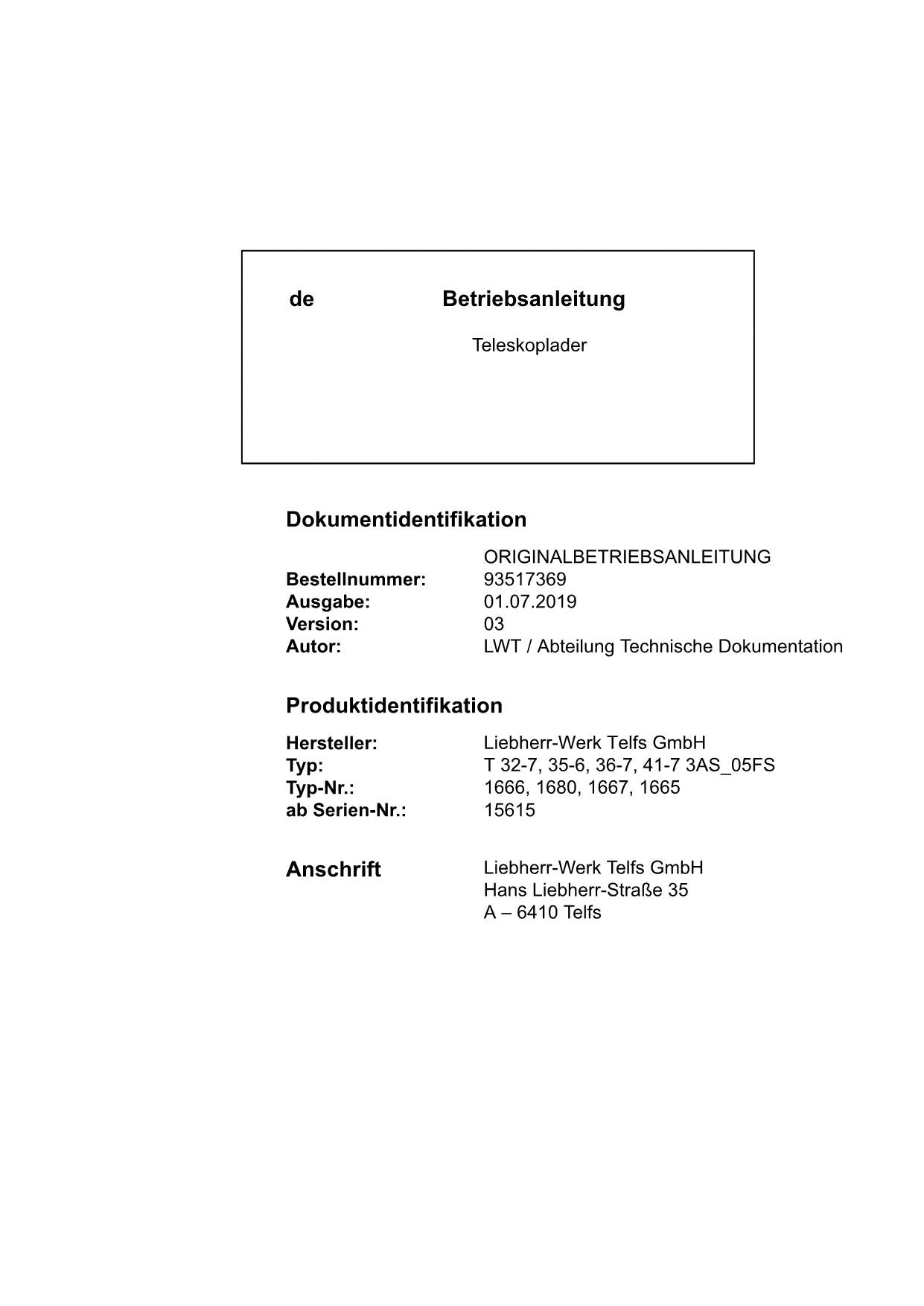 Liebherr T32-7 35-6 36-7 41-7 3AS_05FS Manuel d'instructions pour télescope