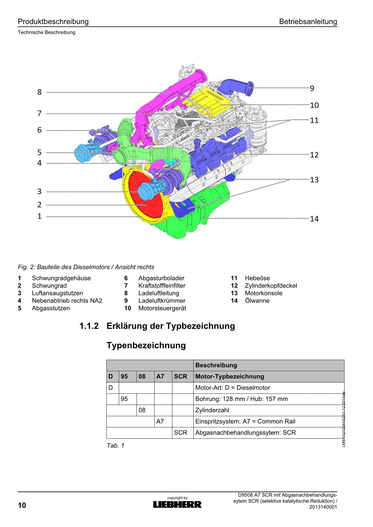 Liebherr D9508 A7 SCRselective katalytische Reduktion motor Betriebsanleitung