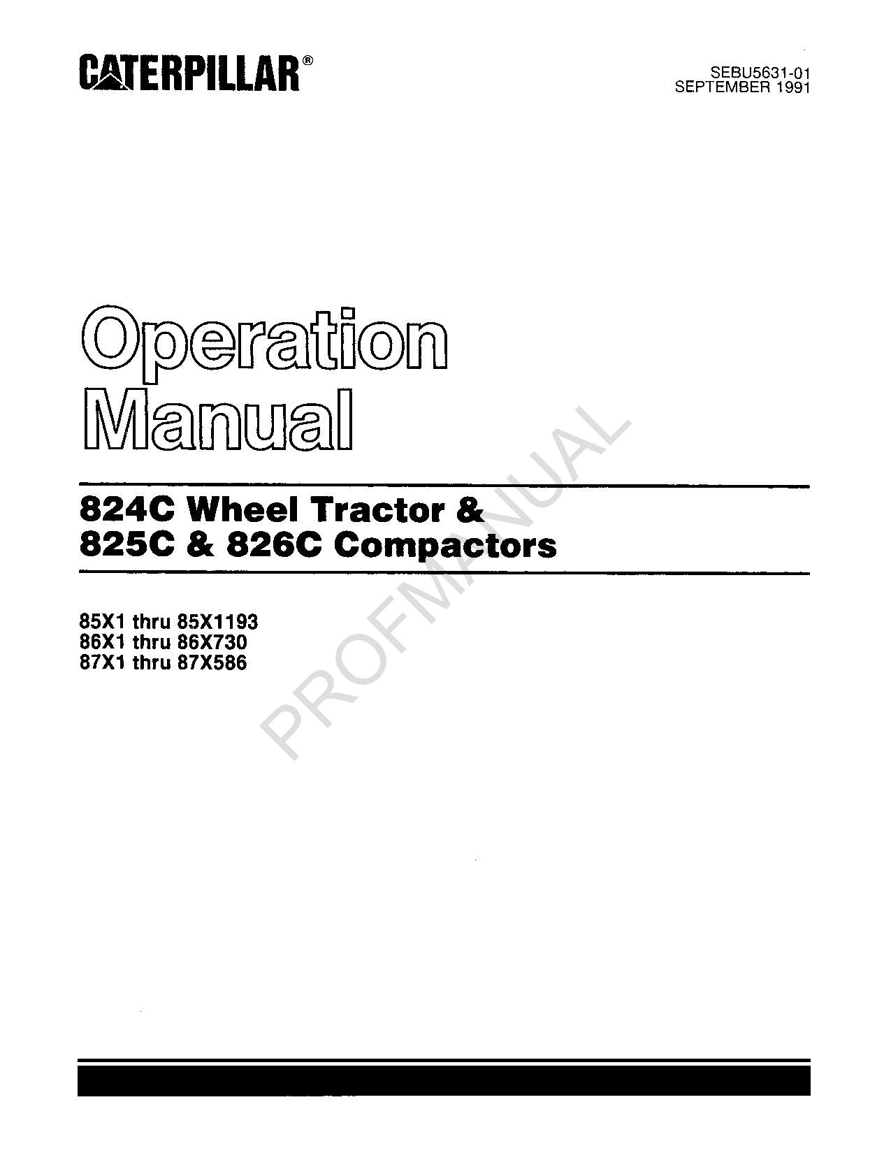 Caterpillar 824C Radtraktor 825C 826C Verdichter Bedienungsanleitung Nr. 3