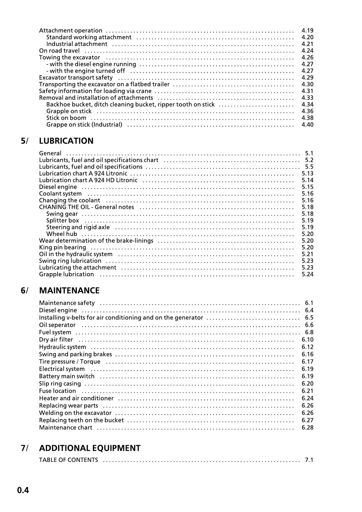 Liebherr A924 LITRONIC A924 HD LITRONIC Excavator Operators manual