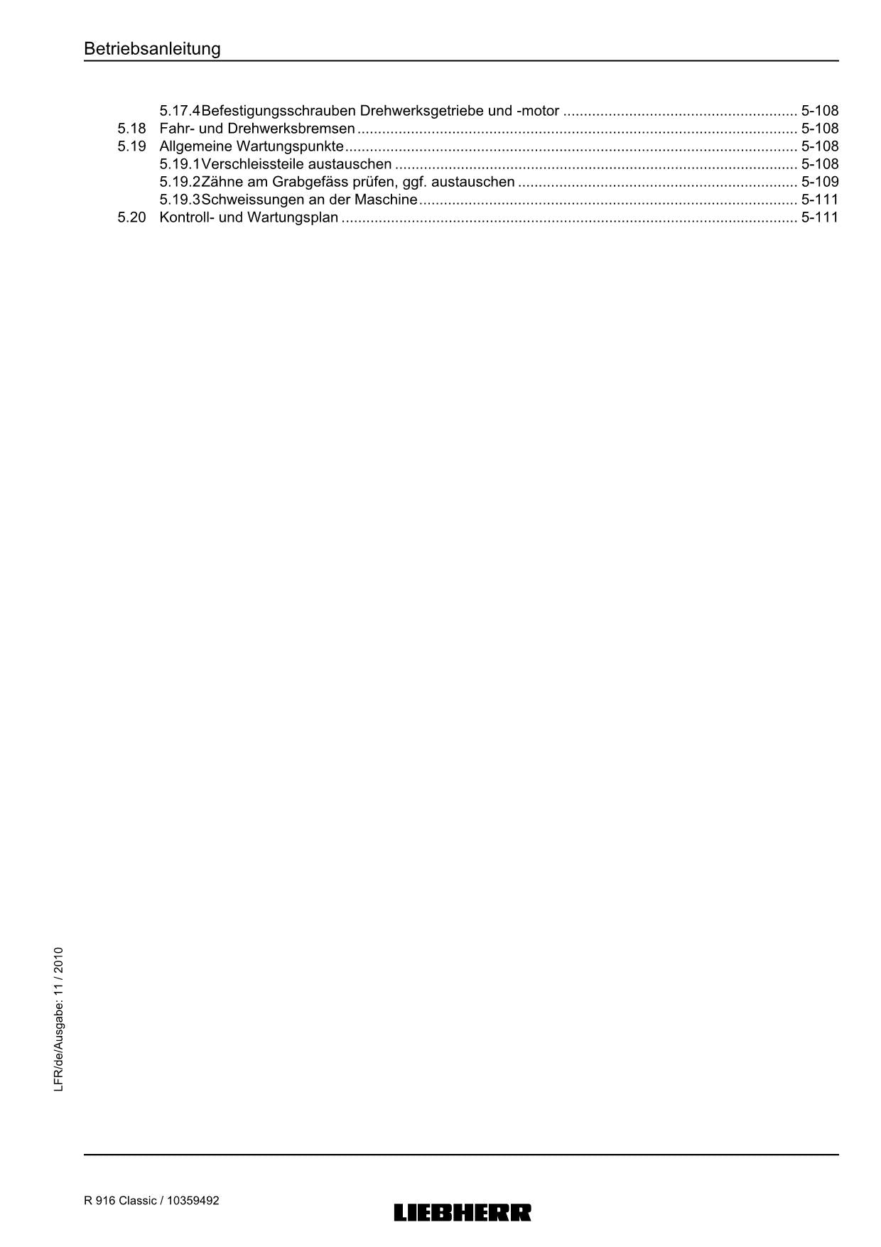 Liebherr R916 Classic Hudraulikbagger Betriebsanleitung série 27093