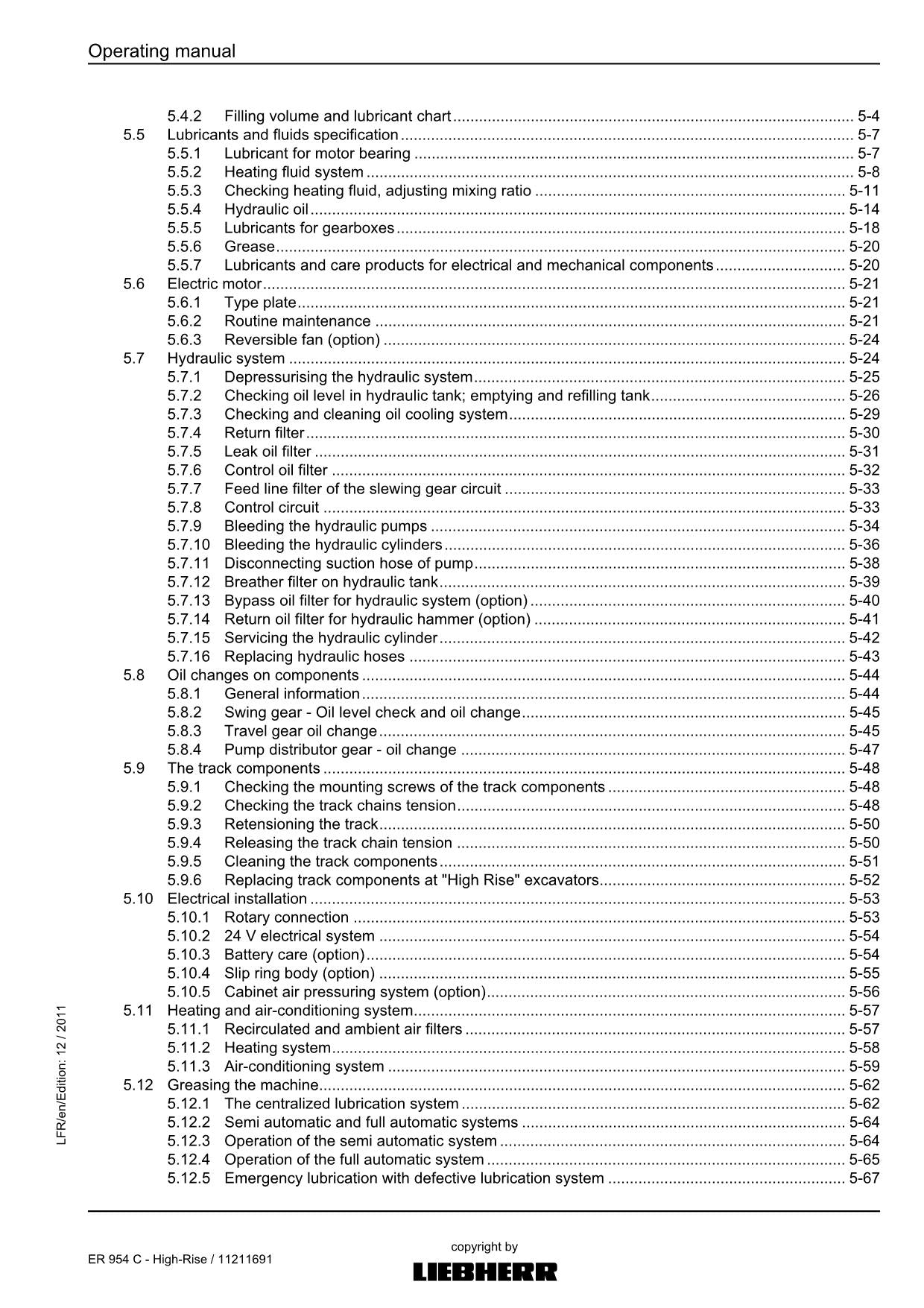 Liebherr ER954 C - High-Rise Excavator Operators manual