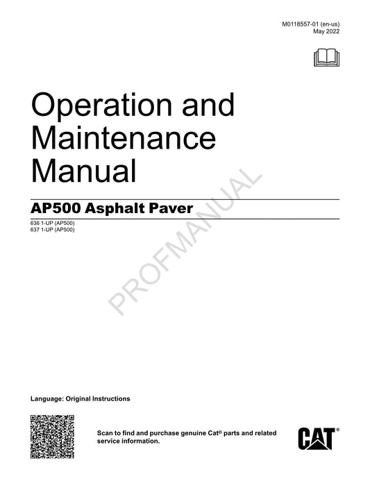 Caterpillar AP500 Asphalt Paver Operators Maintenance Manual