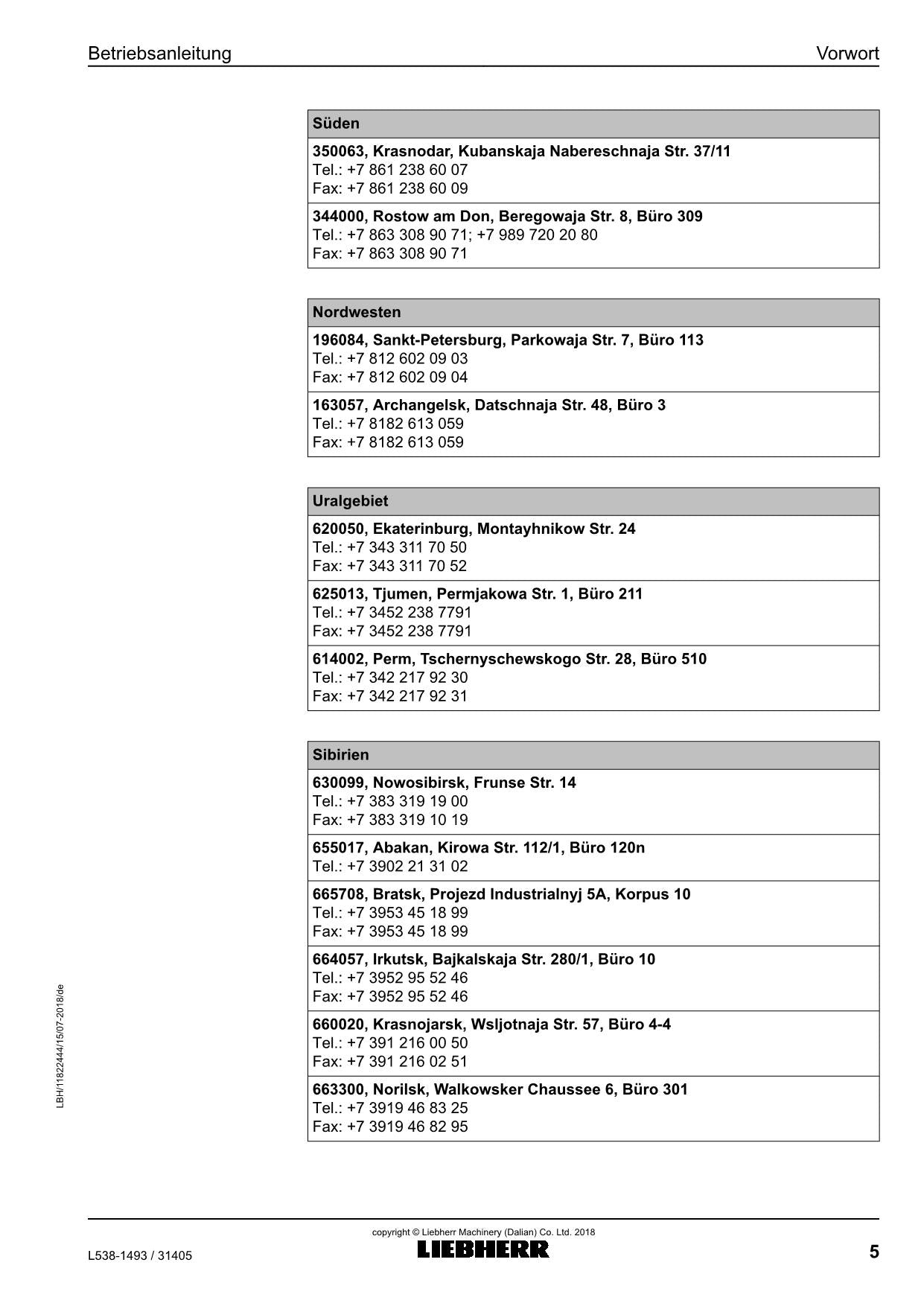 Liebherr L539 Radlader Manuel d'instructions