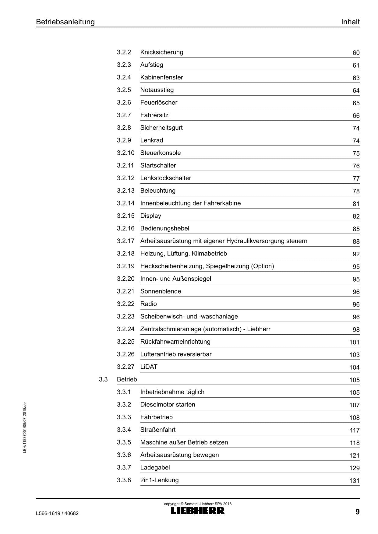 Liebherr L566 Radlader Betriebsanleitung ser 40682