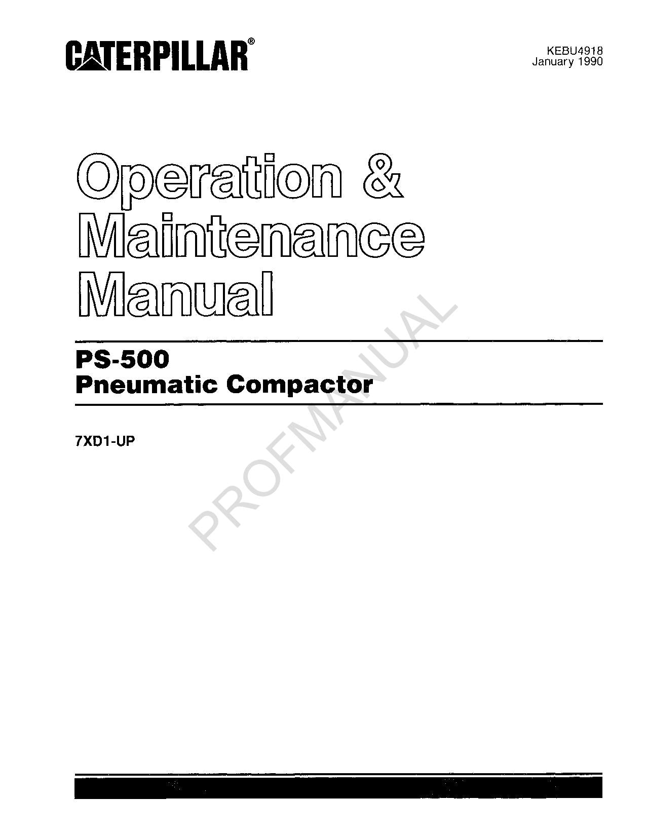 Manuel d'entretien du compacteur pneumatique Caterpillar PS500