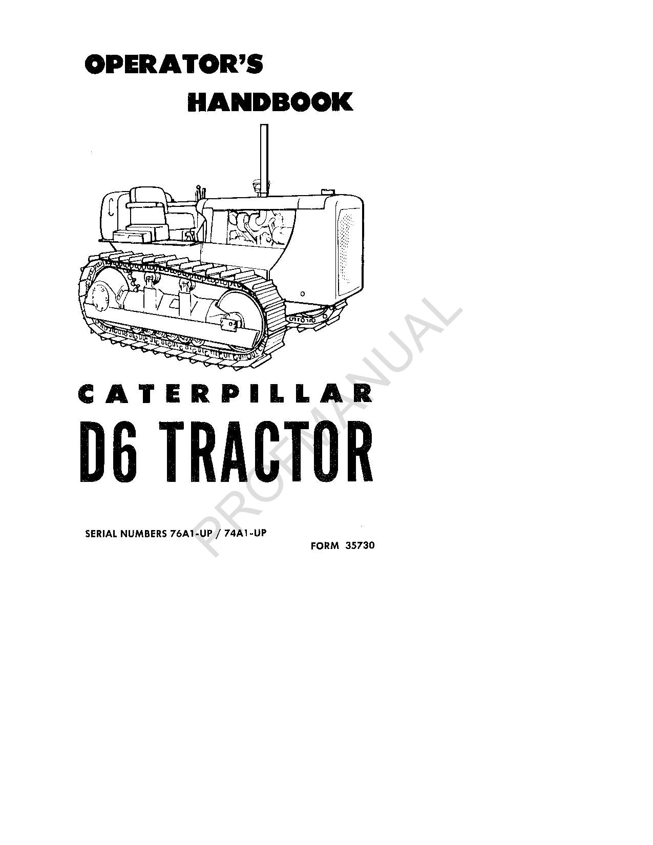 Manuel d'entretien du tracteur Caterpillar D6 76A1-Up 74A1-Up