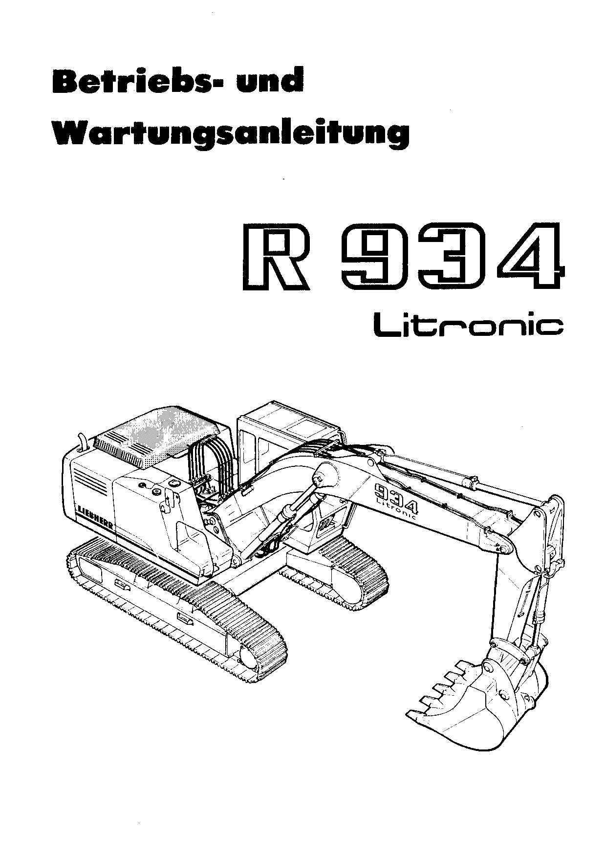 Liebherr R934 Litronic Hydraulikbagger Betriebsanleitung Wartungsanleitung