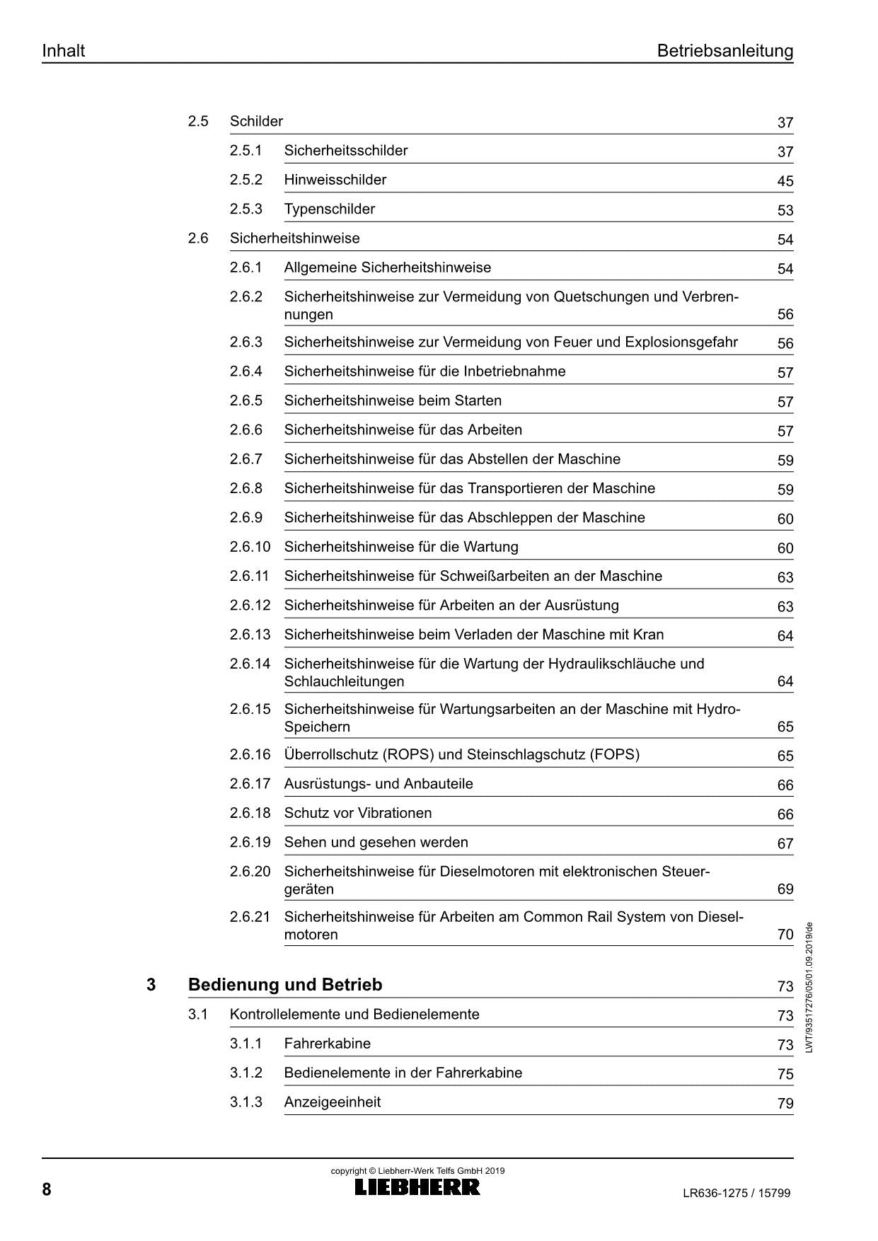 Liebherr LR636 Laderaupe Betriebsanleitung ser 15799