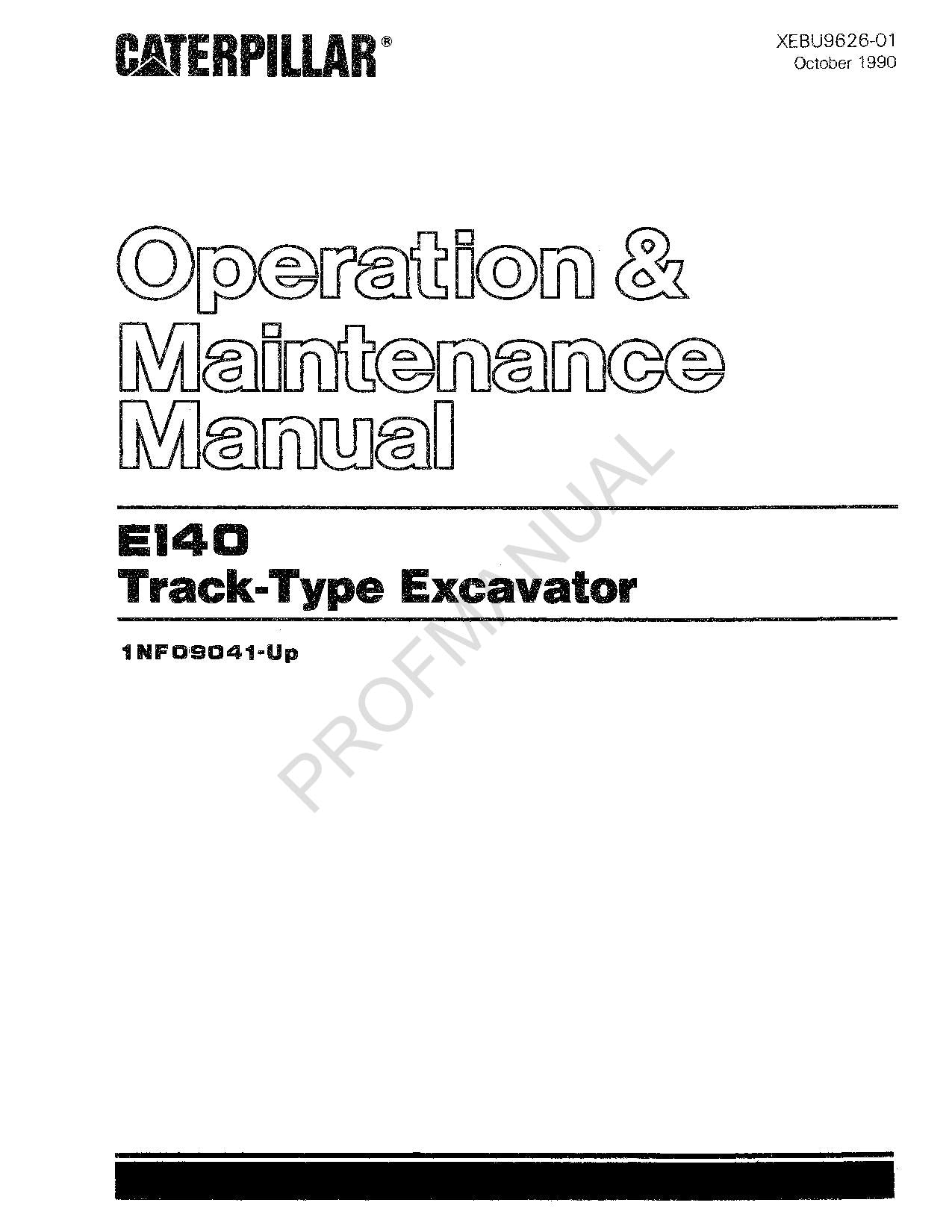 Wartungshandbuch für Caterpillar E140-Kettenbagger, Seriennummer 1NF9041-Up