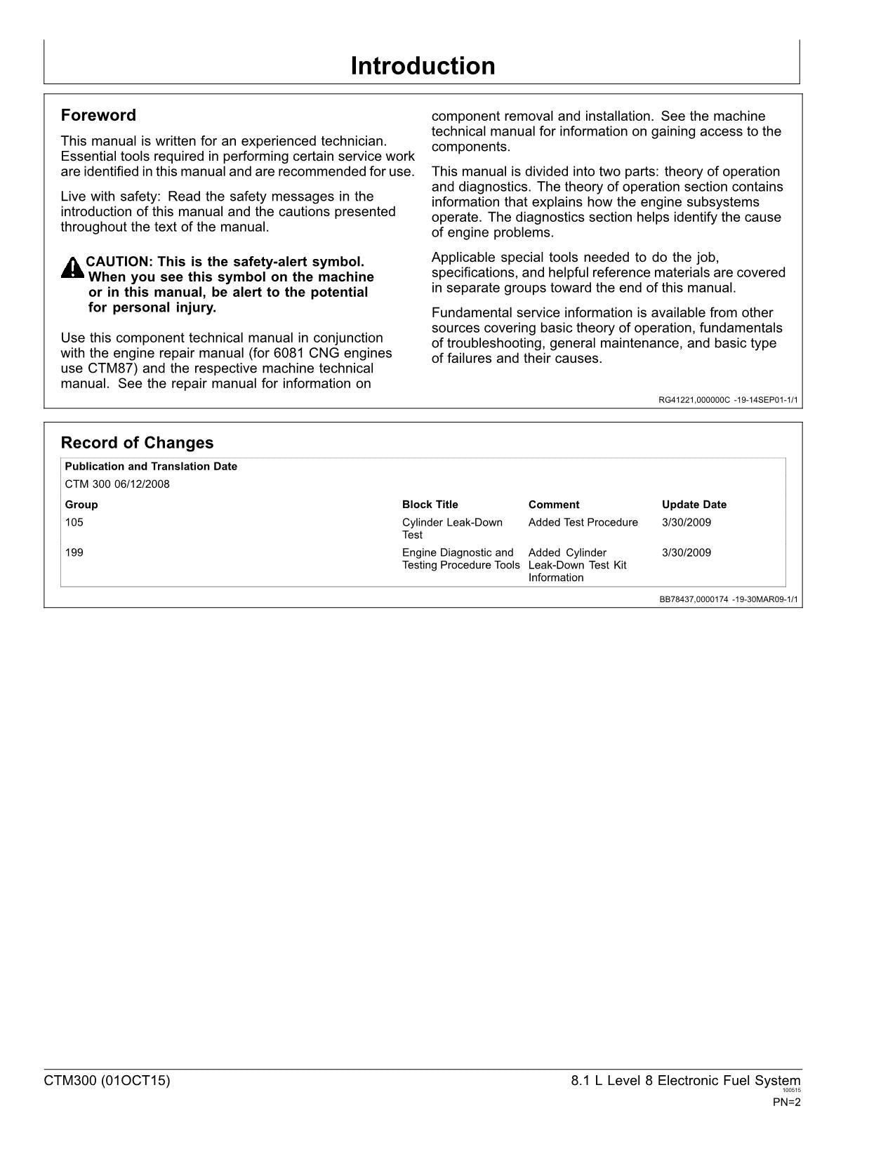 John Deere PowerTech 8.1L Natural Gas Engine Fuel System REPAIR SERVICE MANUAL