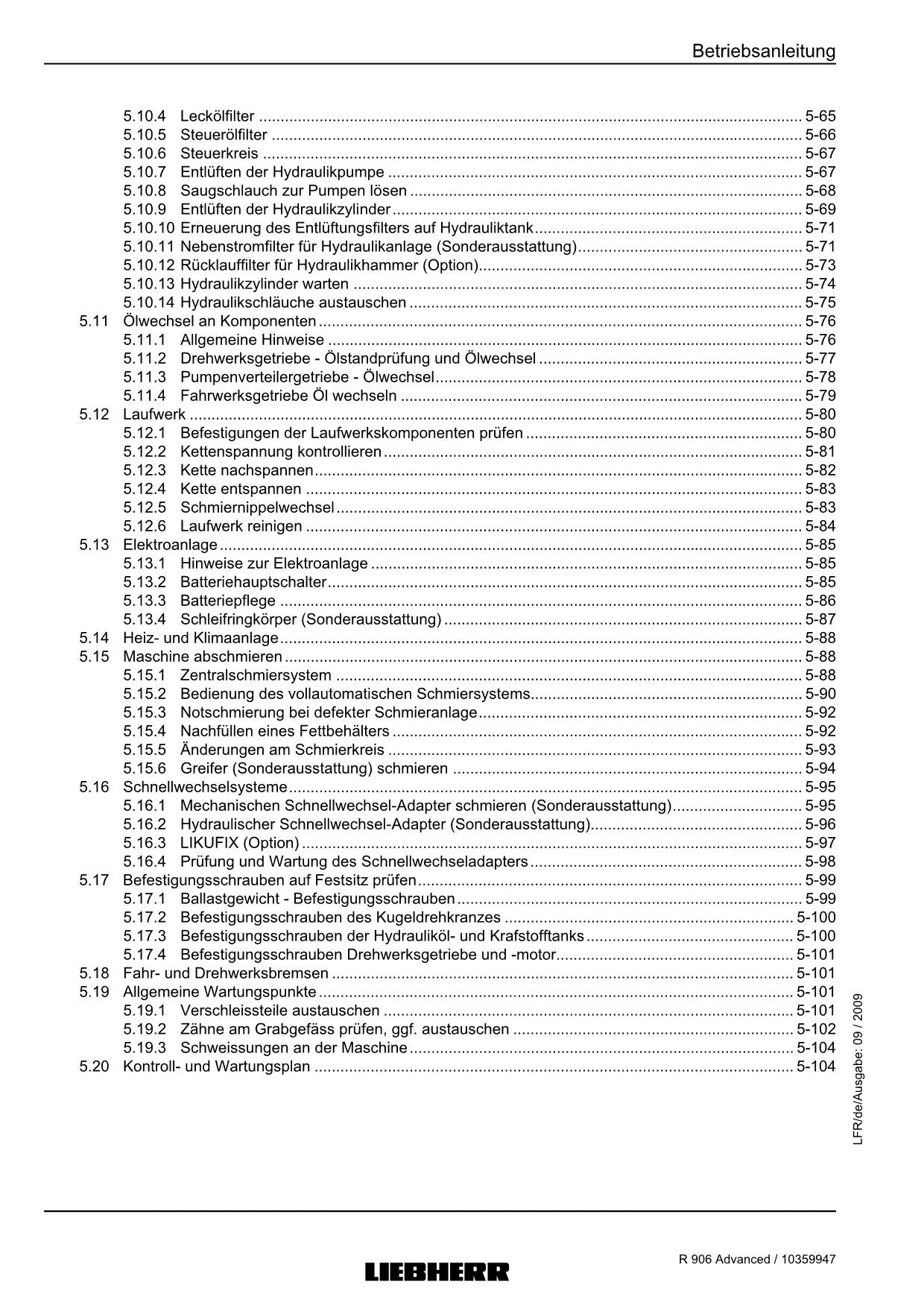 Liebherr R906 Advanced Hydraulikbagger Manuel d'instructions