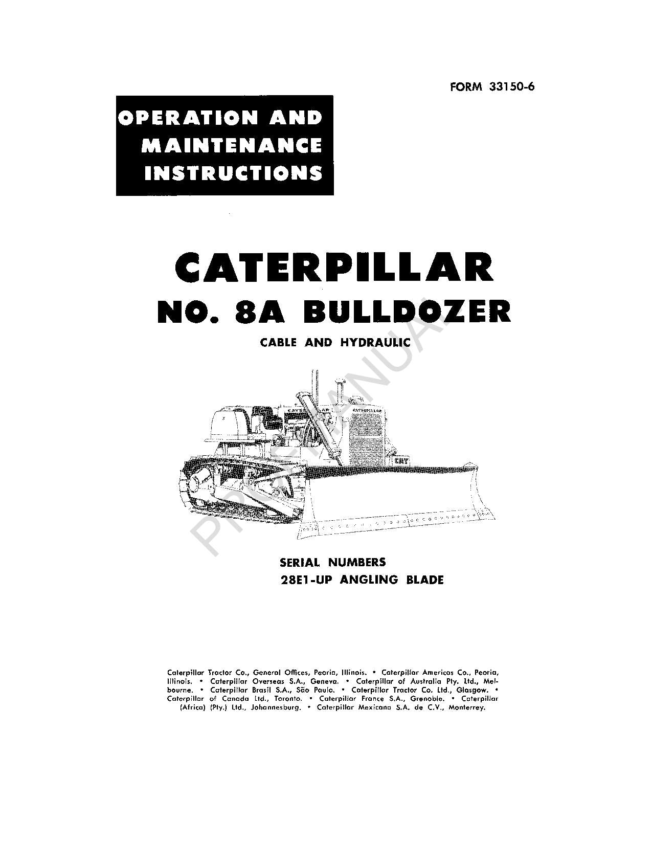 Wartungshandbuch für Caterpillar 8A Bulldozer