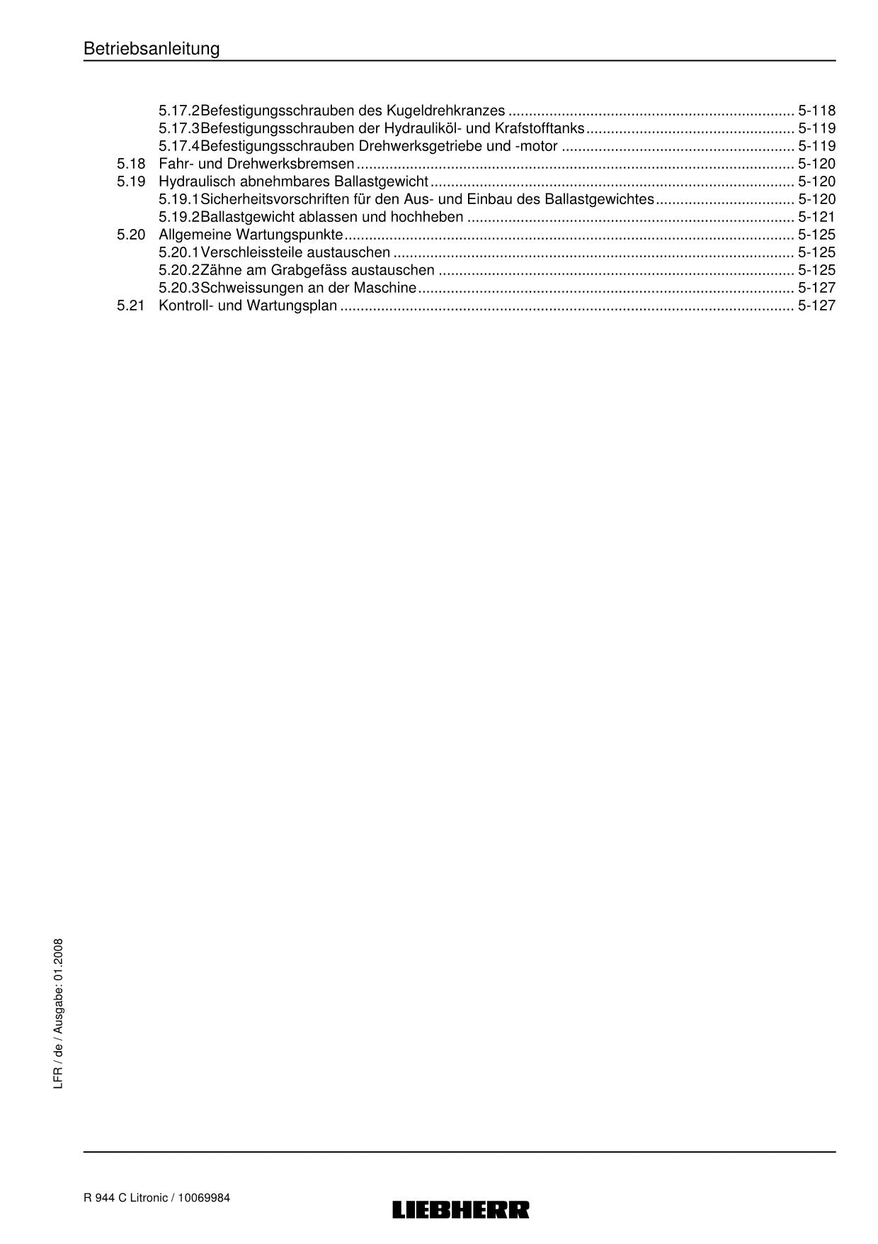 Liebherr R944 C Litronic Hydraulikbagger Manuel d'instructions