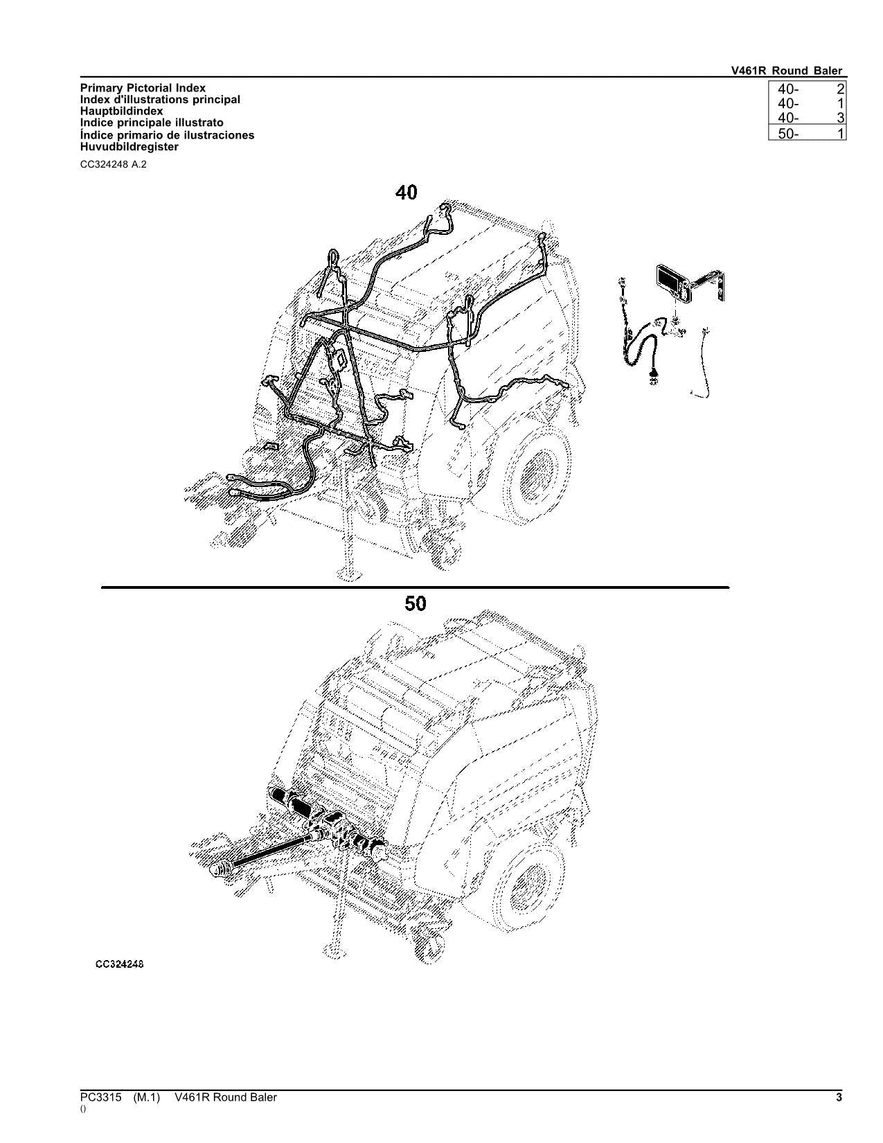 JOHN DEERE V461R ROUND BALER PARTS CATALOG MANUAL