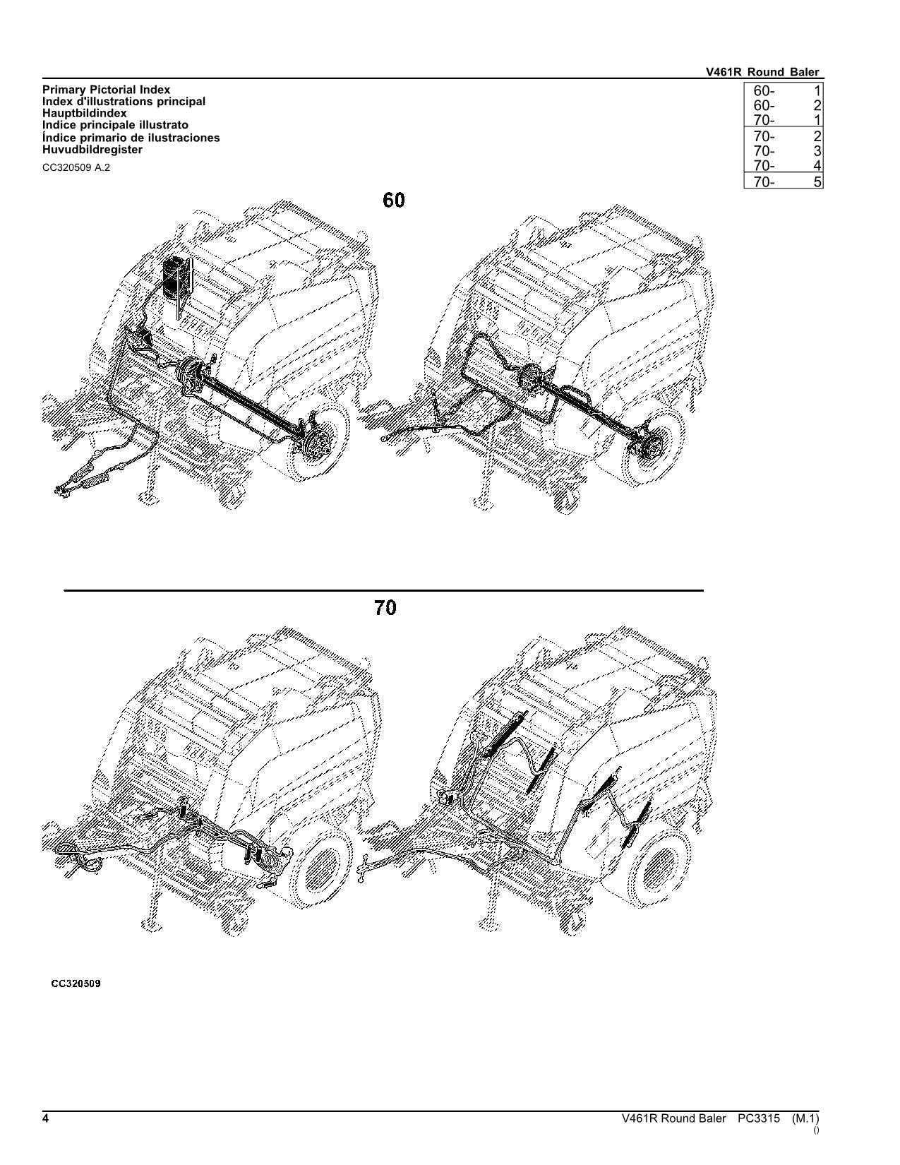 JOHN DEERE V461R ROUND BALER PARTS CATALOG MANUAL