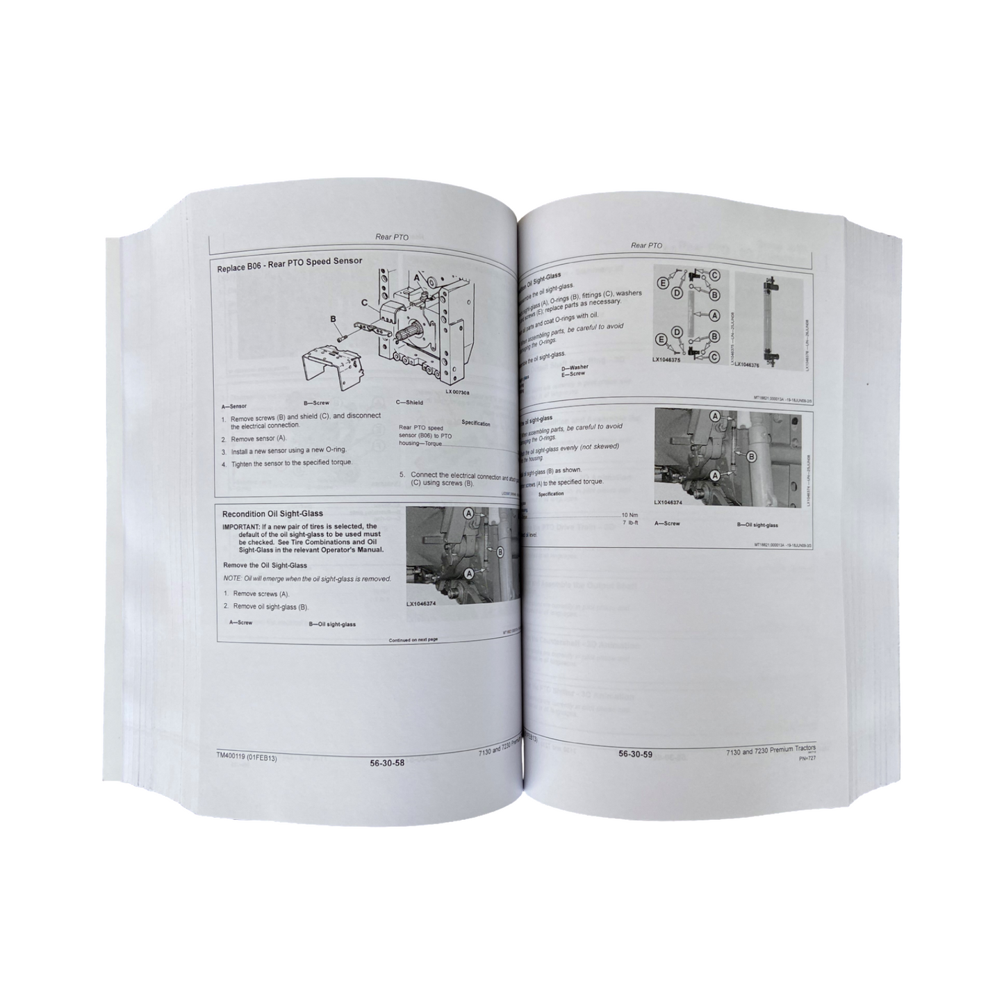 JOHN DEERE 7130 7230 TRACTOR REPAIR SERVICE TECHNICAL MANUAL TM400119 +BONUS!