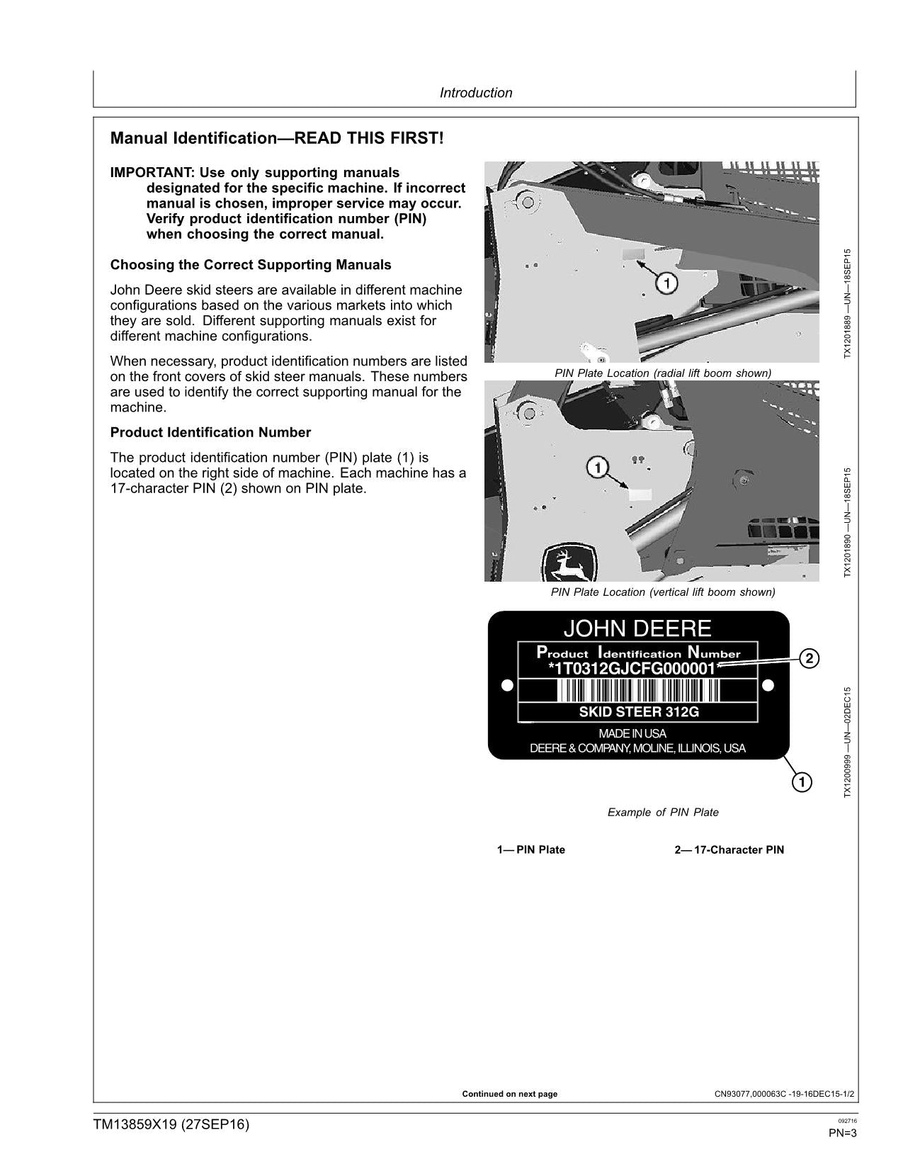 JOHN DEERE 312GR 314GR SKID STEER LOADER REPAIR SERVICE MANUAL G298752-