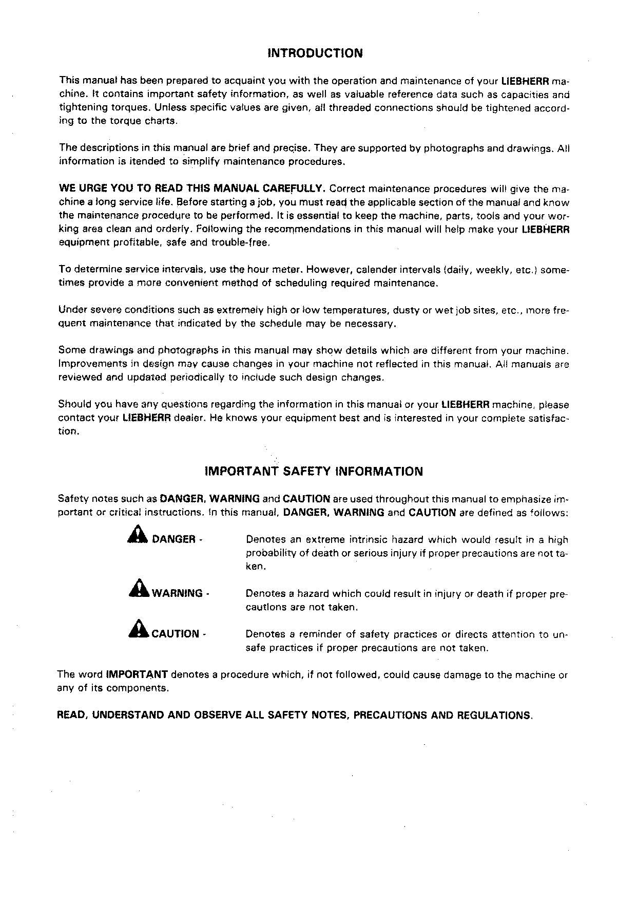 Liebherr R902 Excavator Operators manual serial 2600