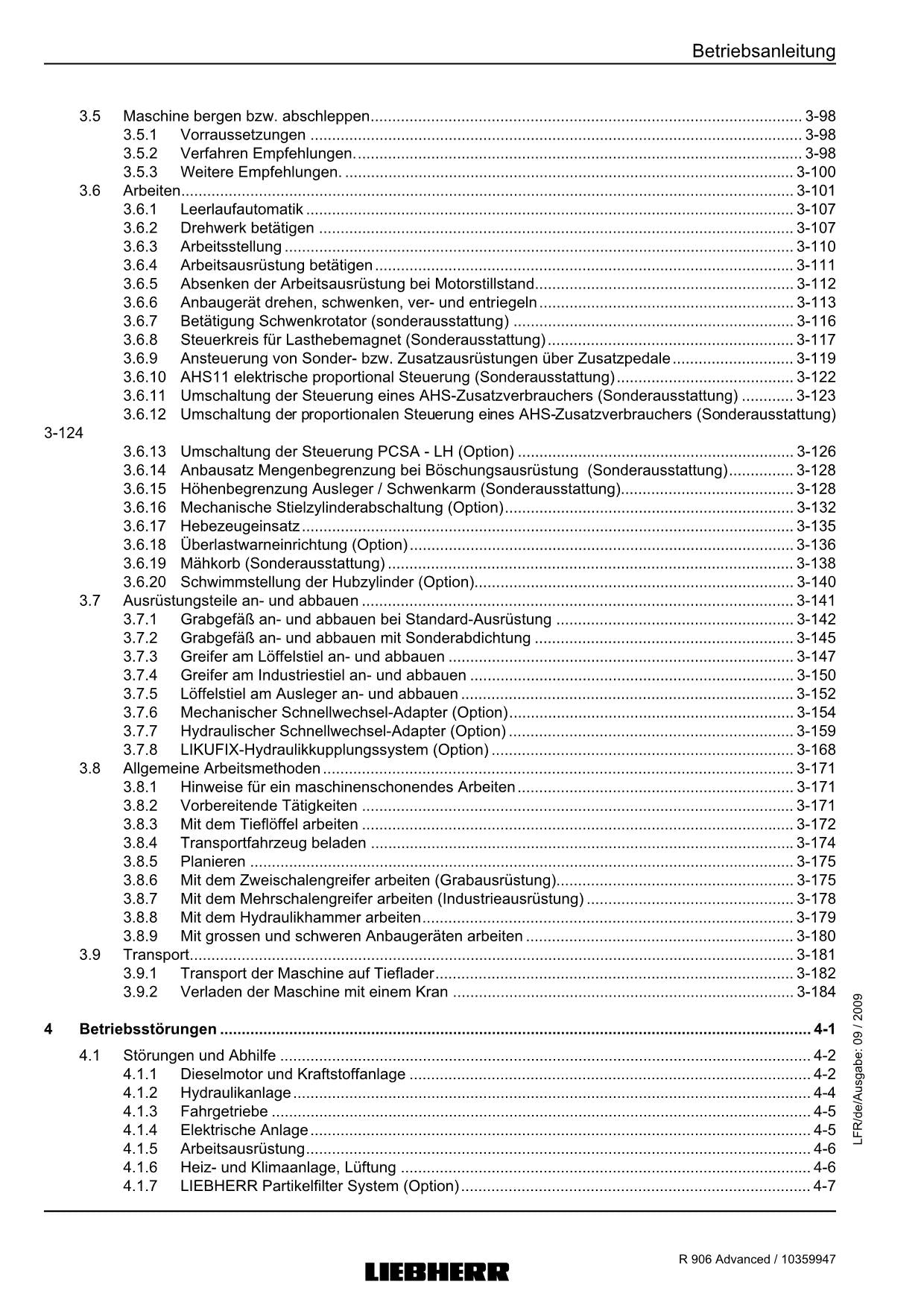 Liebherr R906 Advanced Hydraulikbagger Manuel d'instructions