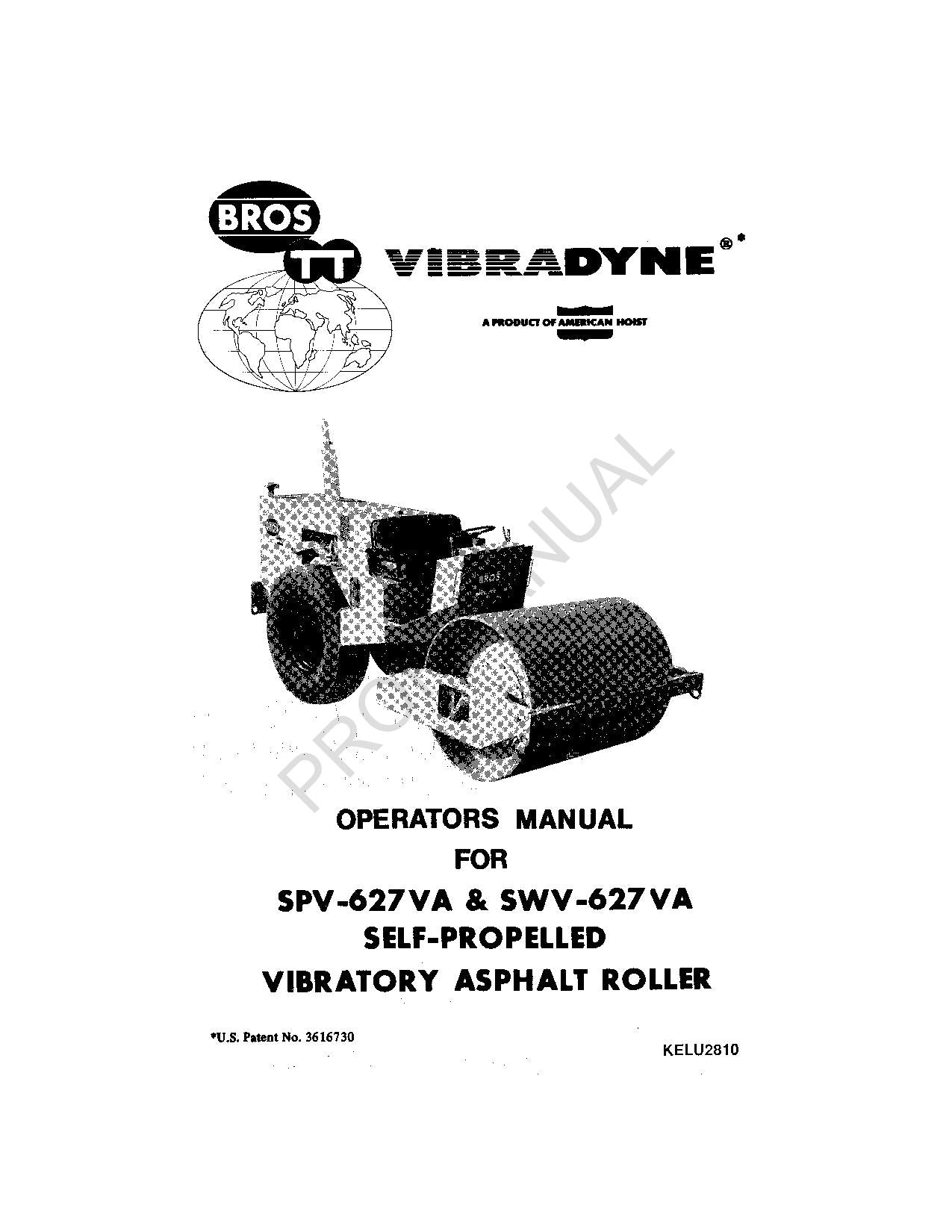 Manuel d'utilisation du véhicule automoteur Caterpillar SPV 627VA SWV 627VA Vibradyne