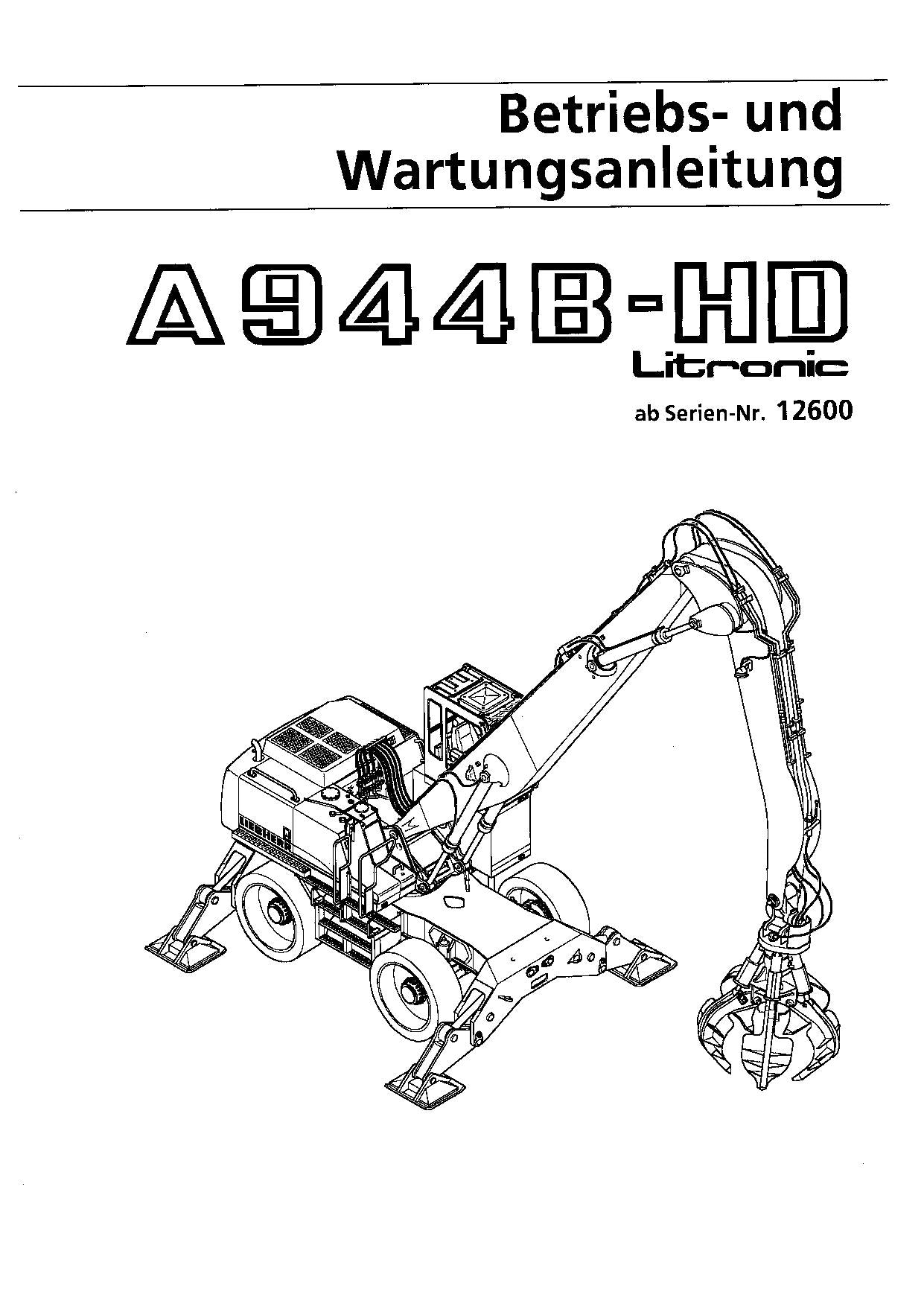 Liebherr A944 B-HD Litronic Hydraulikbagger Betriebsanleitung Wartungsanleitung