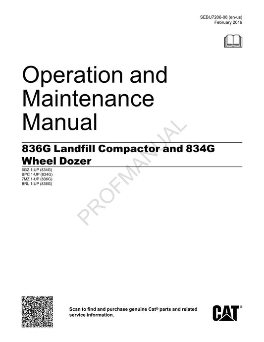 Caterpillar 836G Landfill Compactor 834G Wheel Dozer Operators Manual