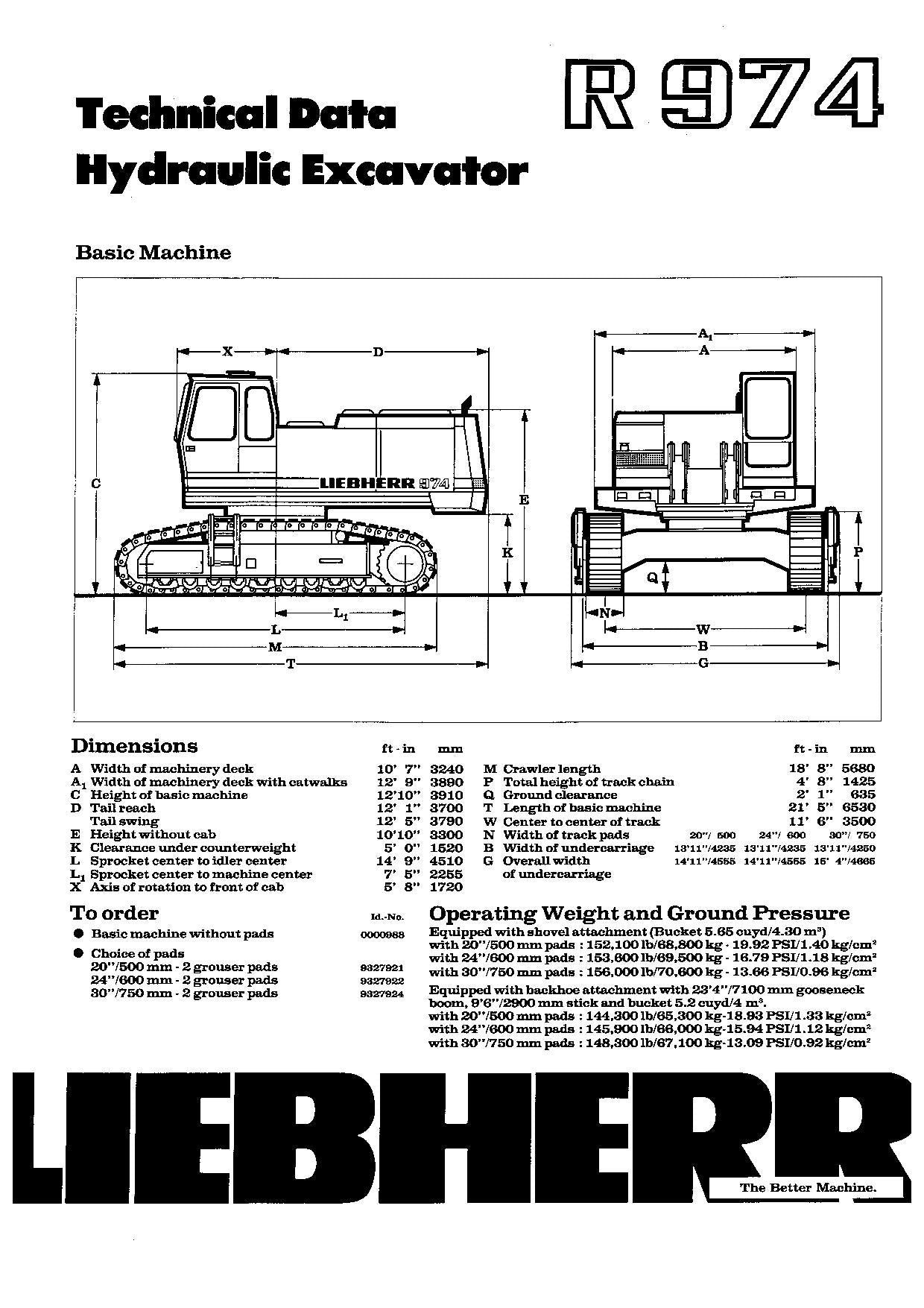 Liebherr R974 Bagger Bedienungsanleitung