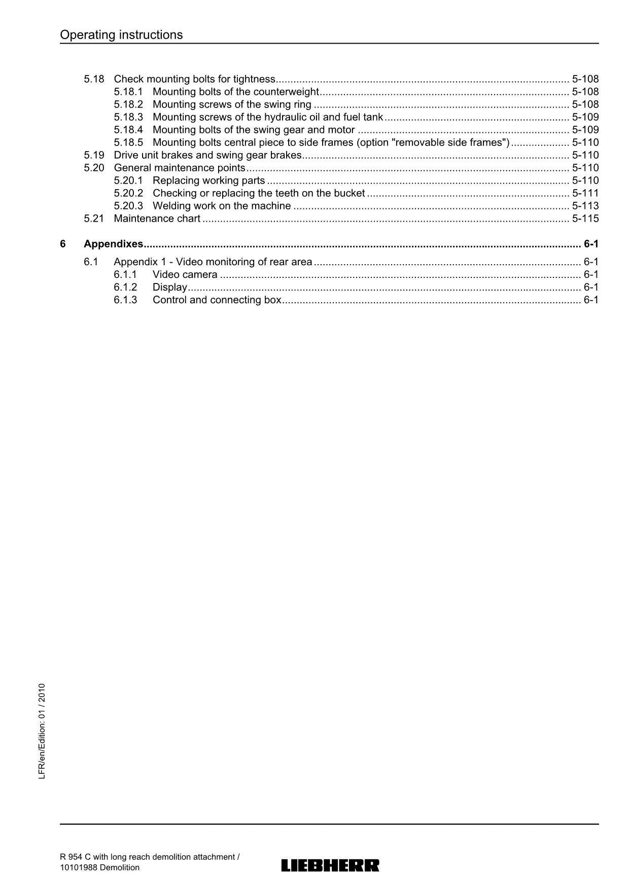 Liebherr R974 C Excavator Demolition Operators manual serial 27700