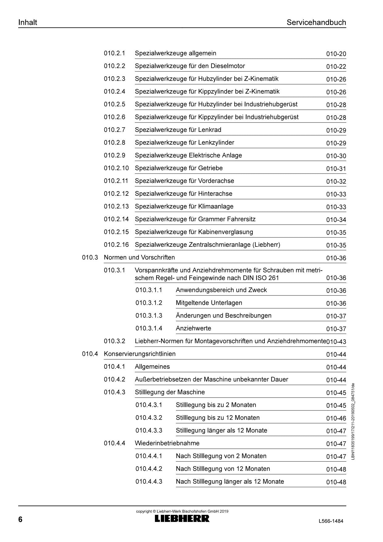 Liebherr L566 1484 Radlader Reparaturhandbuch Werkstatthandbuch