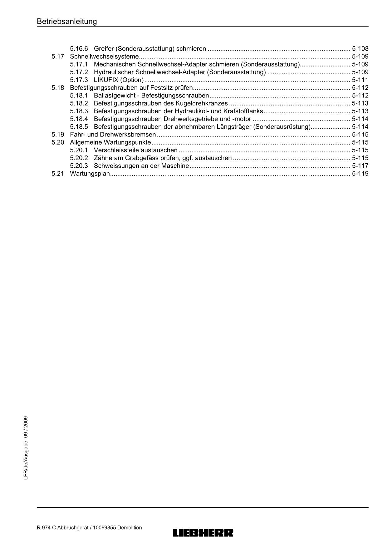 Liebherr R974 C Abbruchgerät 21846 Hydraulikbagger Betriebsanleitung