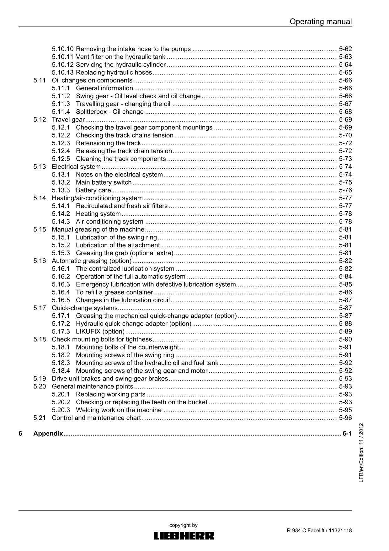 Liebherr R934 C Facelift Excavator Operators manual