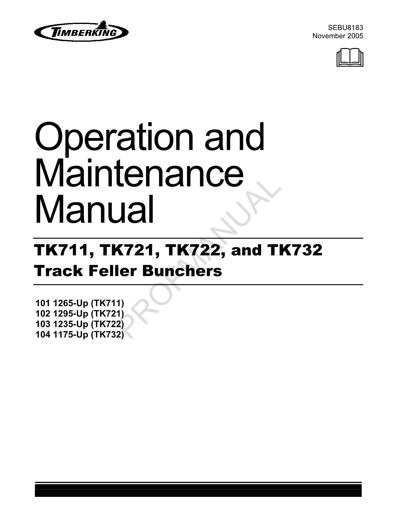 Caterpillar TK711 TK721 TK722 TK732 Fäll- und Bündelmaschine Bedienungsanleitung SEBU8183