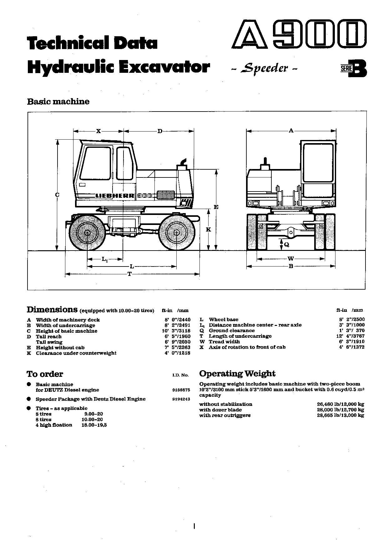 Liebherr A900 B Speeder Bagger Bedienungsanleitung