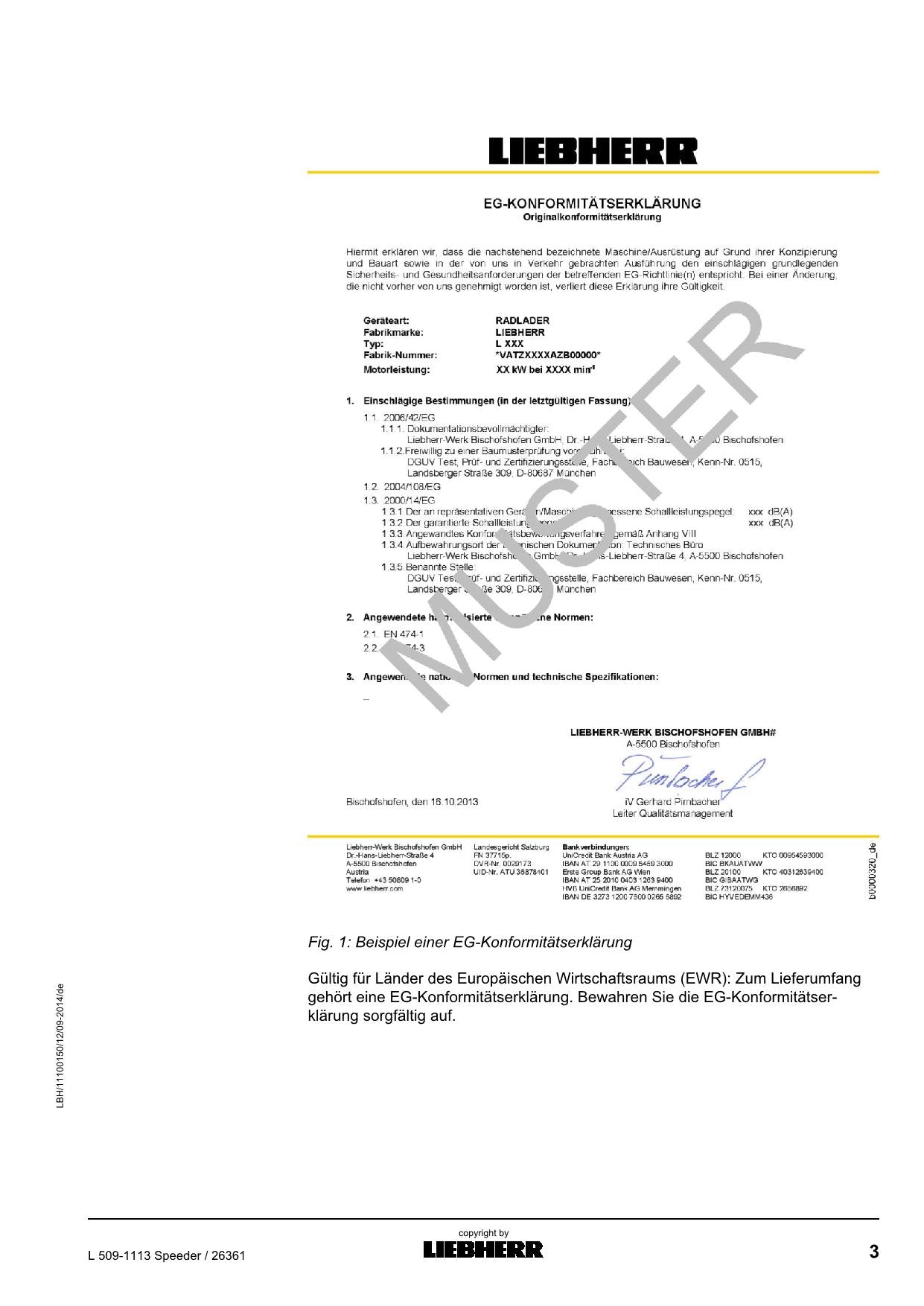 Liebherr L509 Speeder Radlader Manuel d'instructions