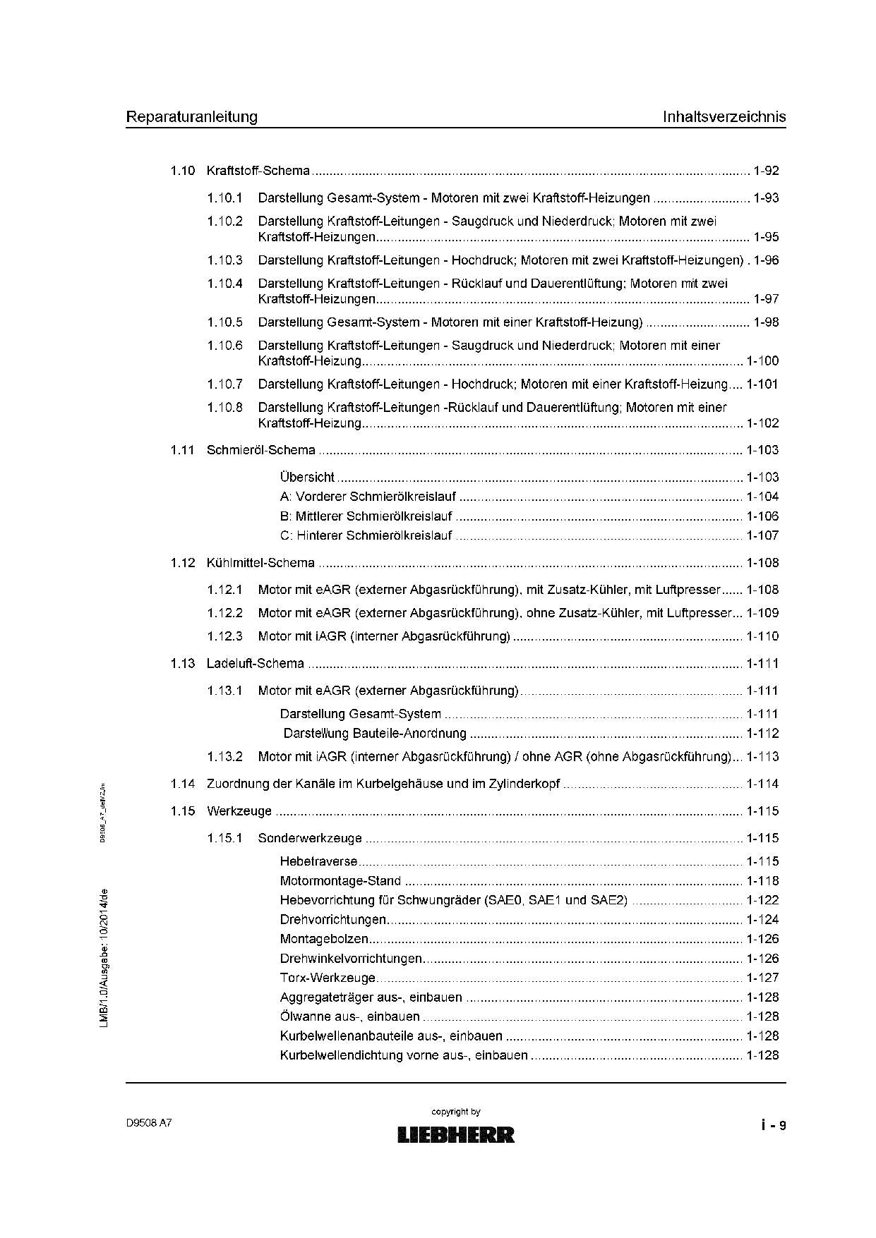 Liebherr D9508 A7 Dieselmotor Reparaturanleitung